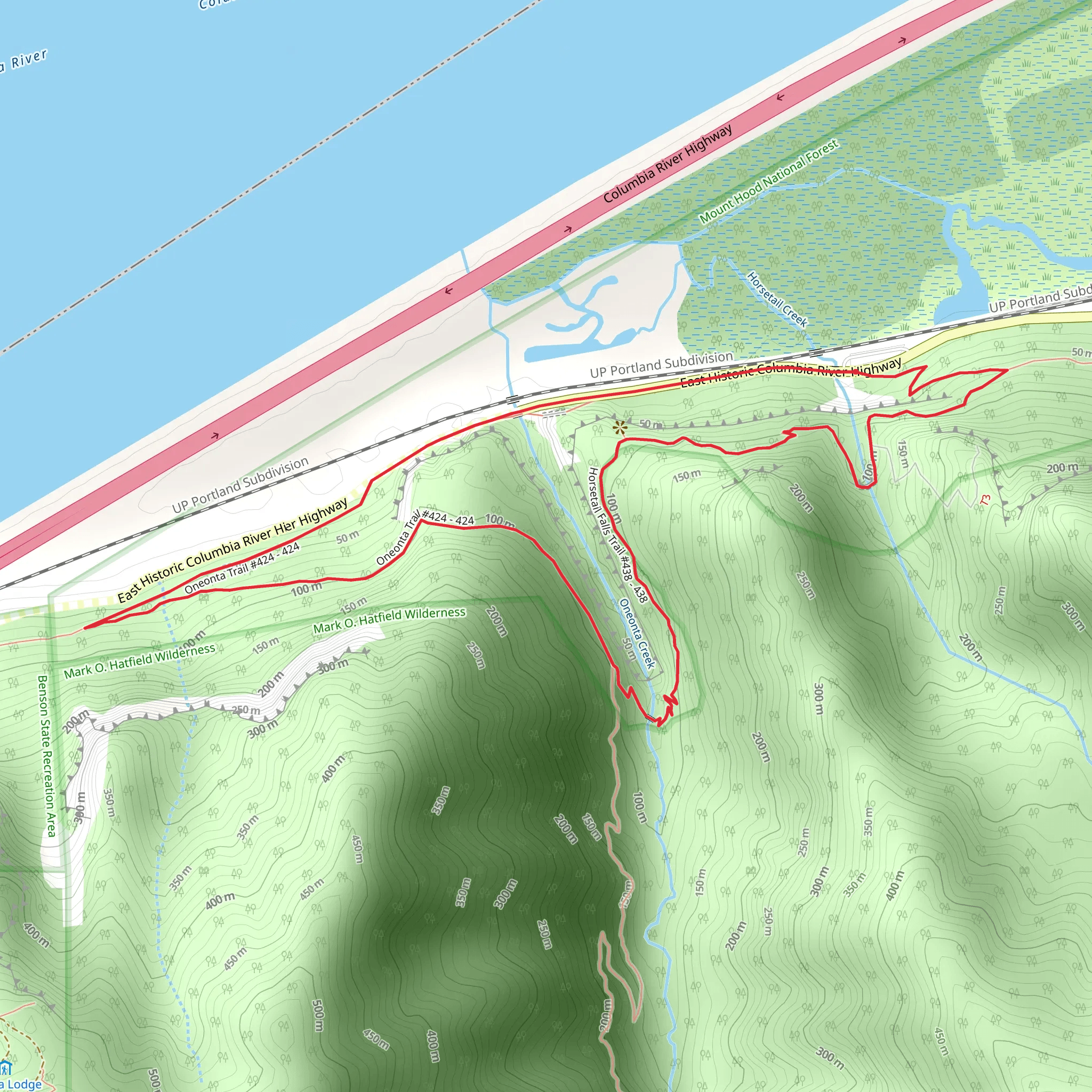 Oneonta and Horsetail Falls Loop Trail mobile static map