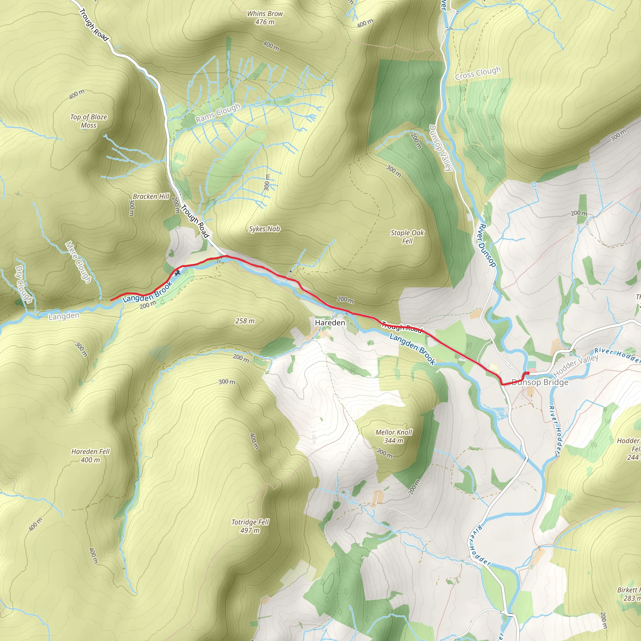 Dunsop Bridge and Langden Brook Walk mobile static map