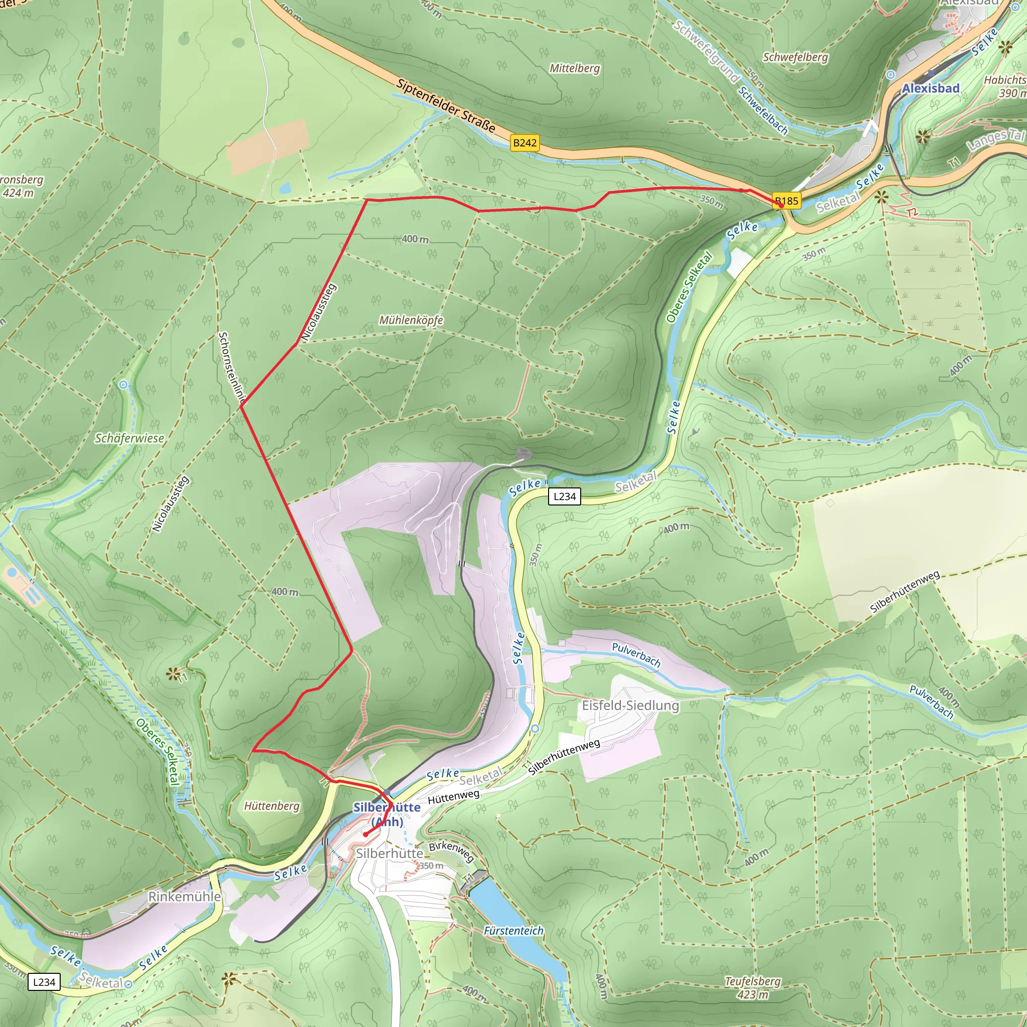 Alexisbad to Silberhütte Walk mobile static map