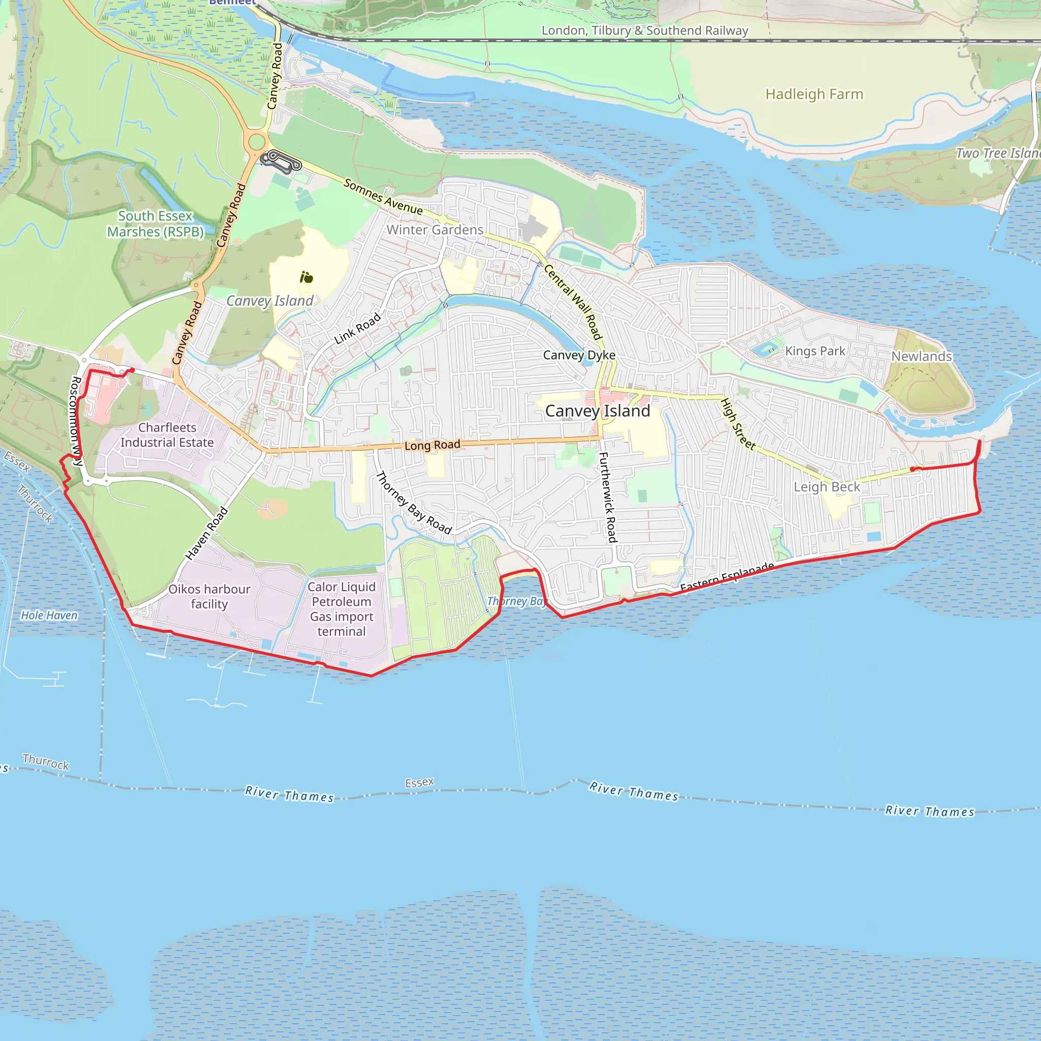 Canvey Island Shore Walk mobile static map