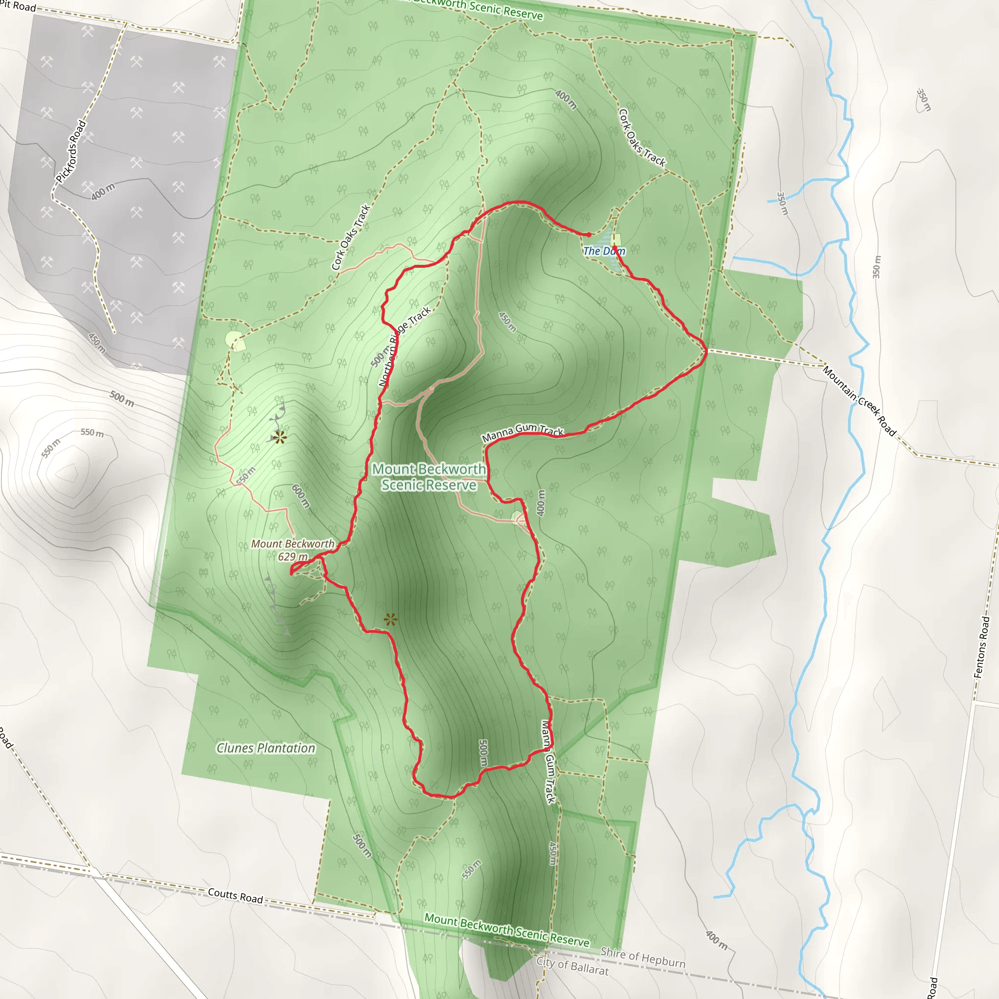 Mount Beckworth Trail - Southern Section mobile static map