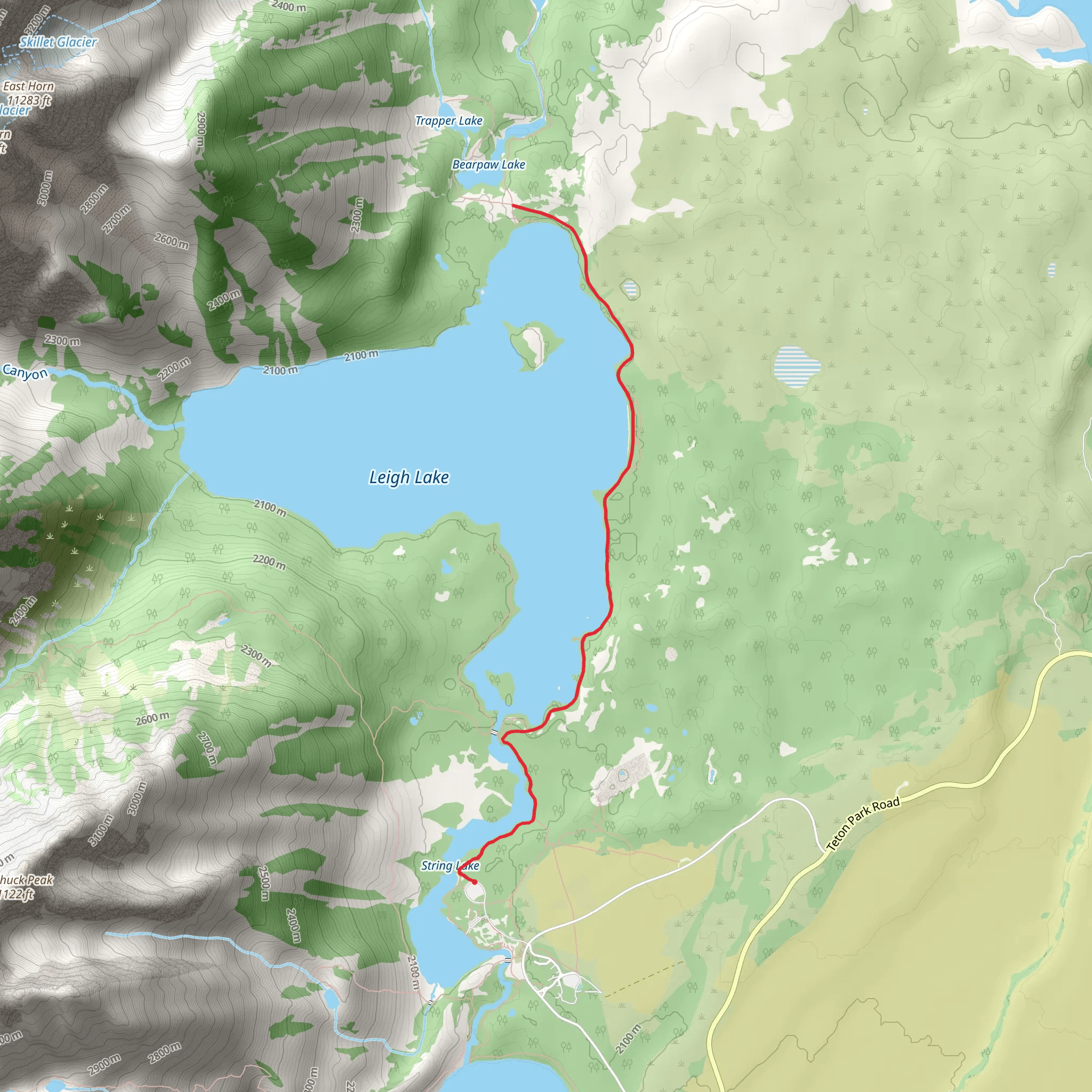 Walk beside Leigh Lake mobile static map