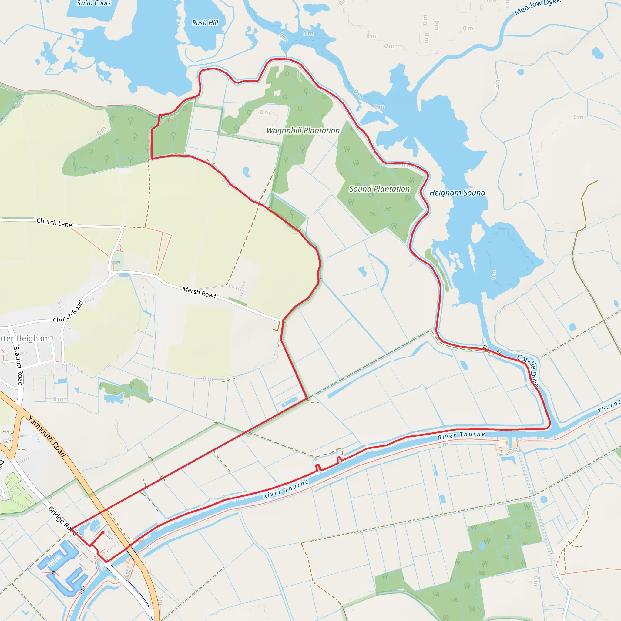 Potter Heigham Broad and Marshes Loop mobile static map