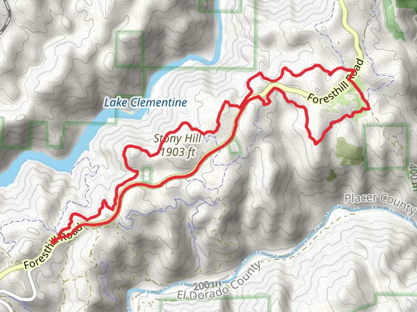 An image depicting the trail Foresthill Divide and Connector Loop Trail and its surrounding area.