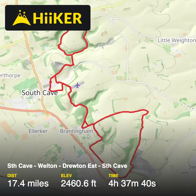 A map preview of the recording Sth Cave - Welton - Drewton Est - Sth Cave.