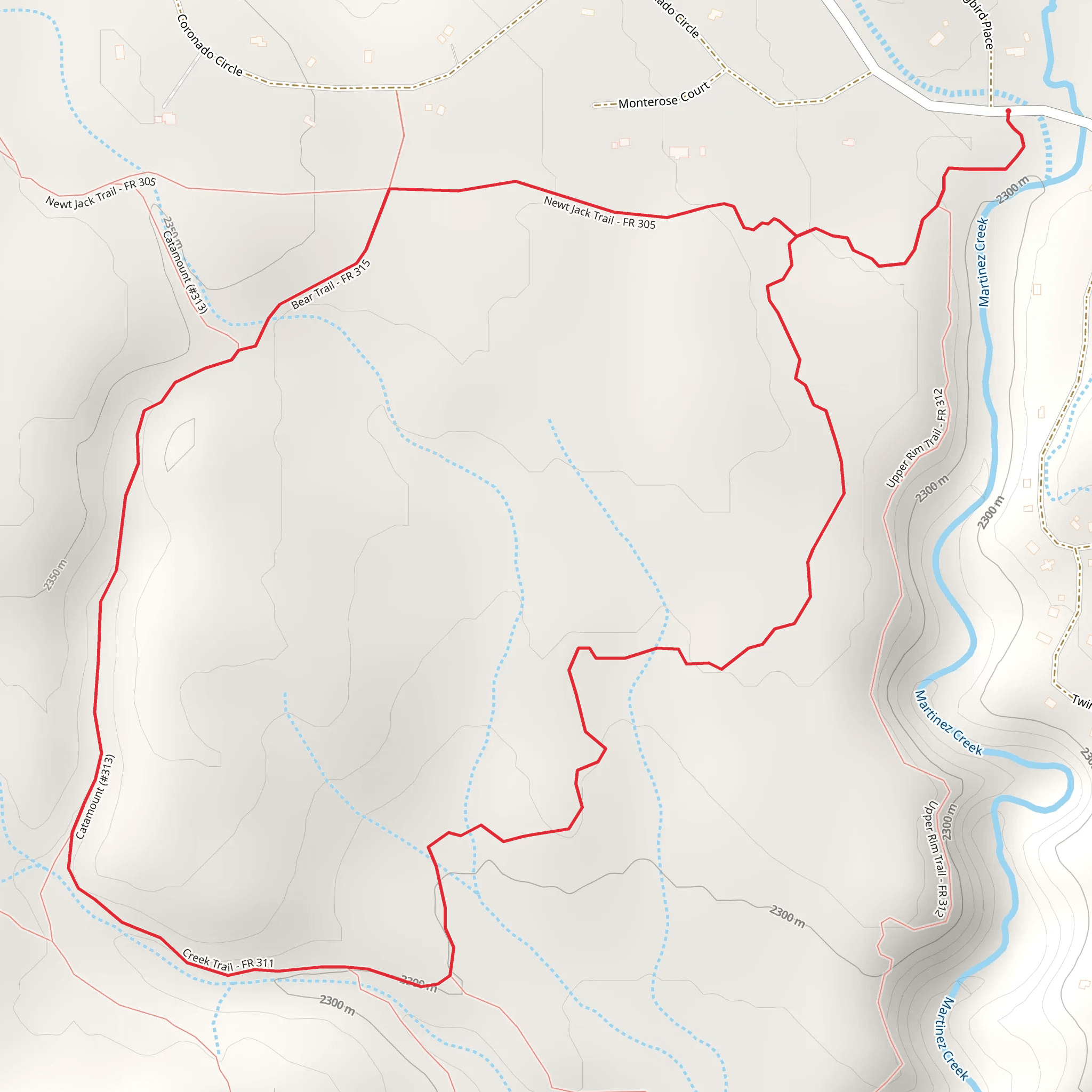 Newt Jack, Catamount and Upper Rim Loop mobile static map
