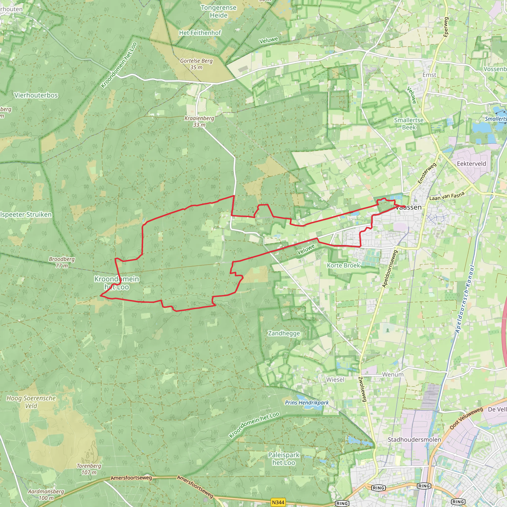 kroondomein, Valkenberg and Kroondomein het Loo Loop mobile static map