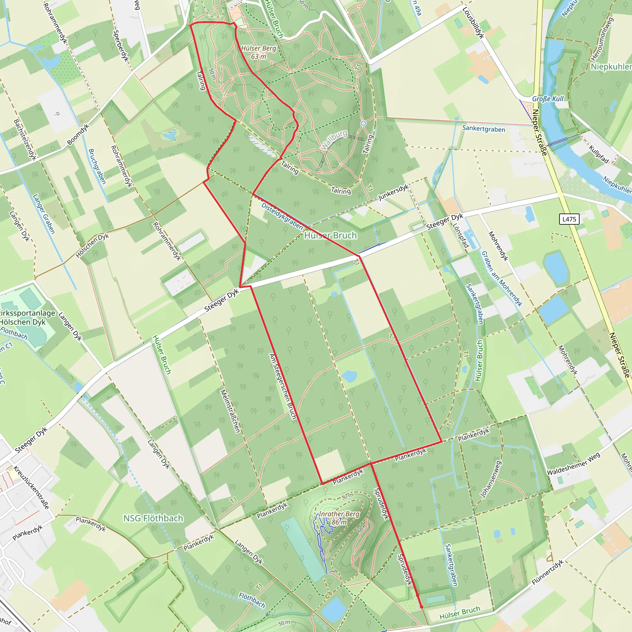 Pottbaeckerweg and Huelser Bruch Rundweg mobile static map
