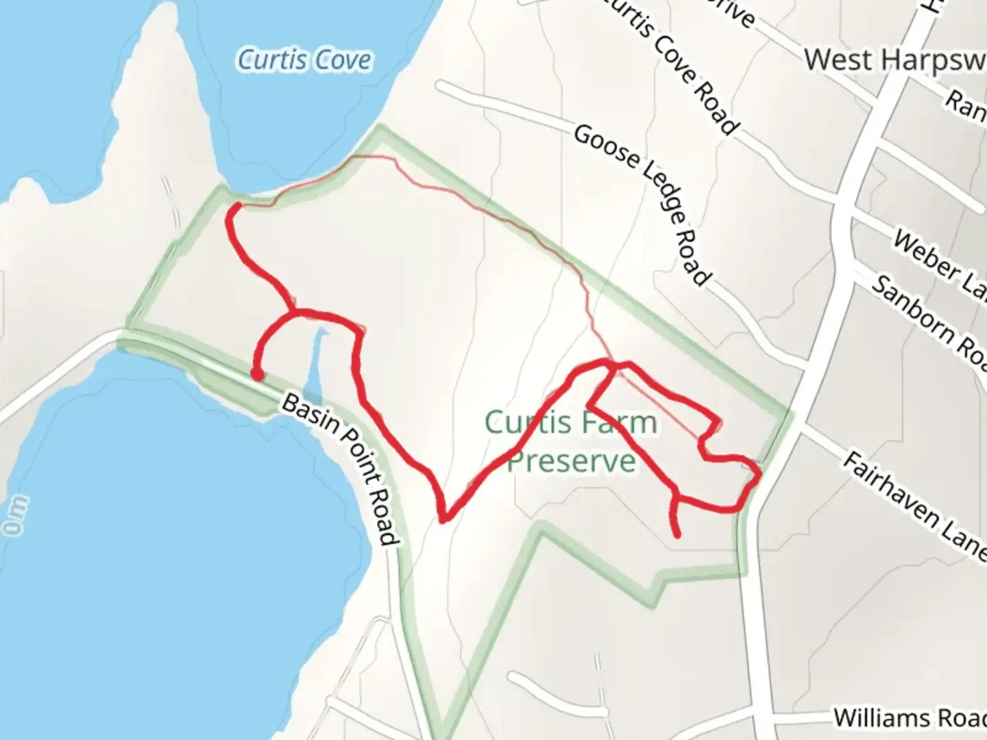 An image depicting the trail Curtis Cove - Harpswell Neck Road Loop and its surrounding area.