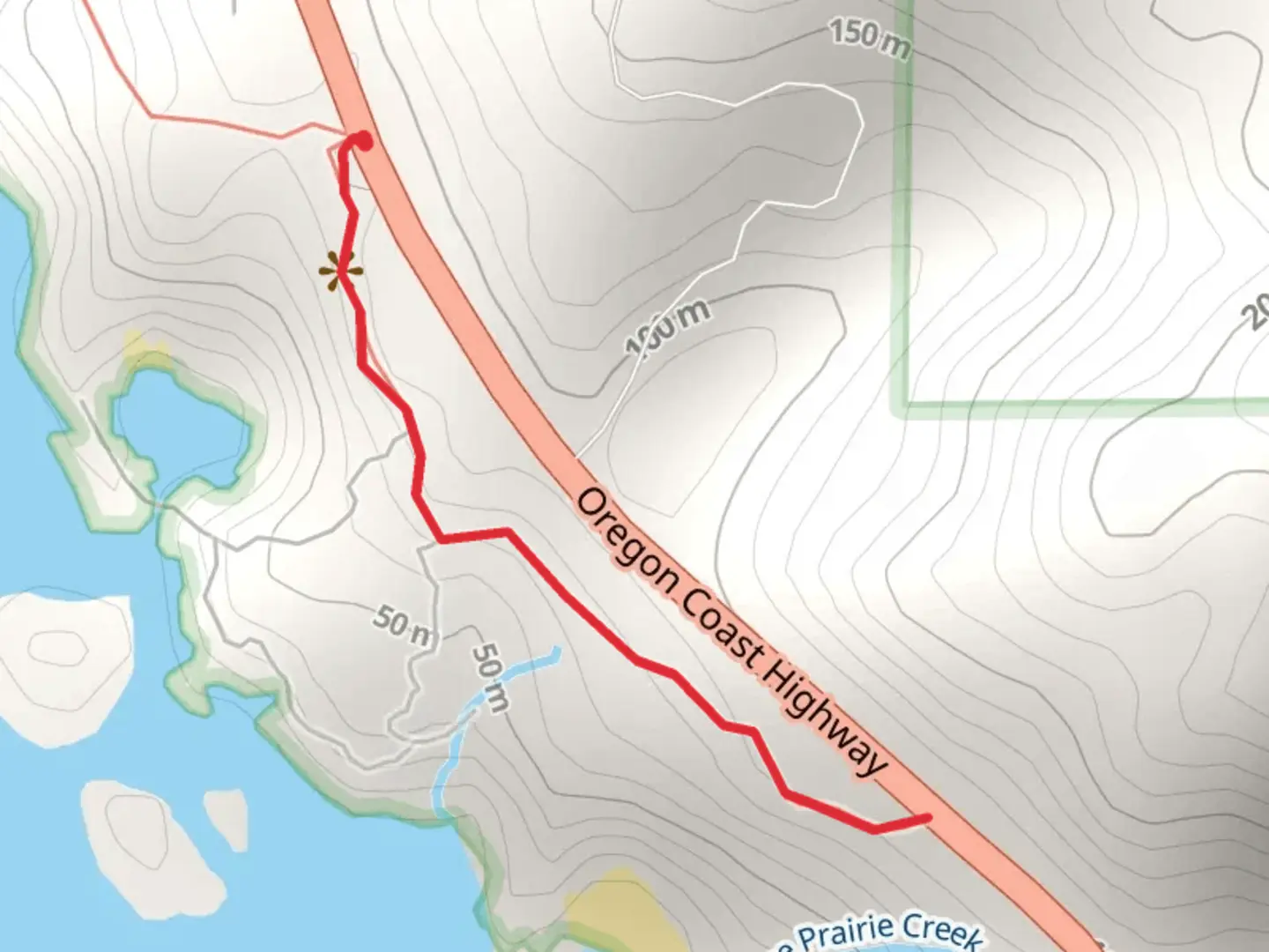 An image depicting the trail Oregon Coast Trail - Natural Bridges and its surrounding area.