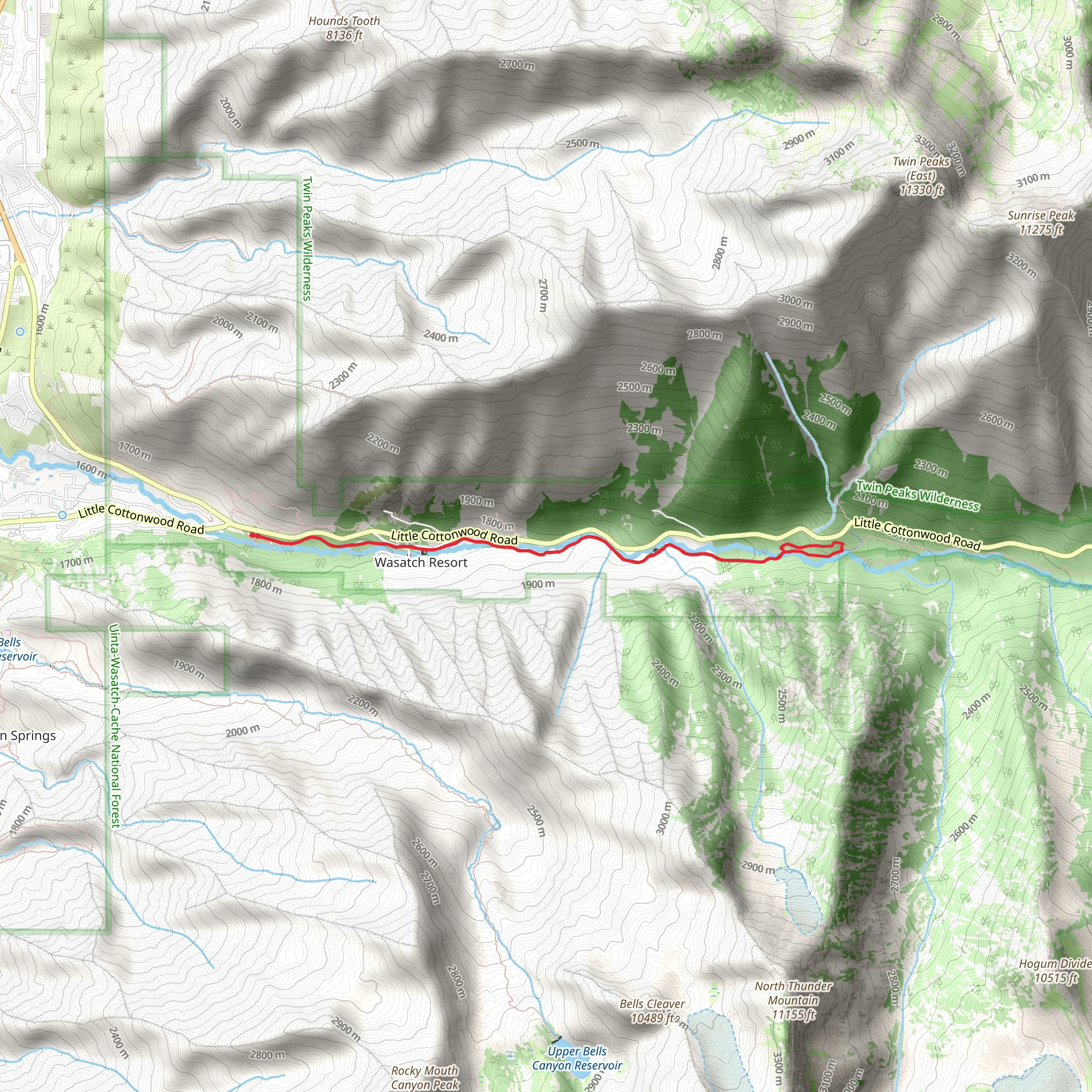 Little Cottonwood Creek Trail Out and Back mobile static map