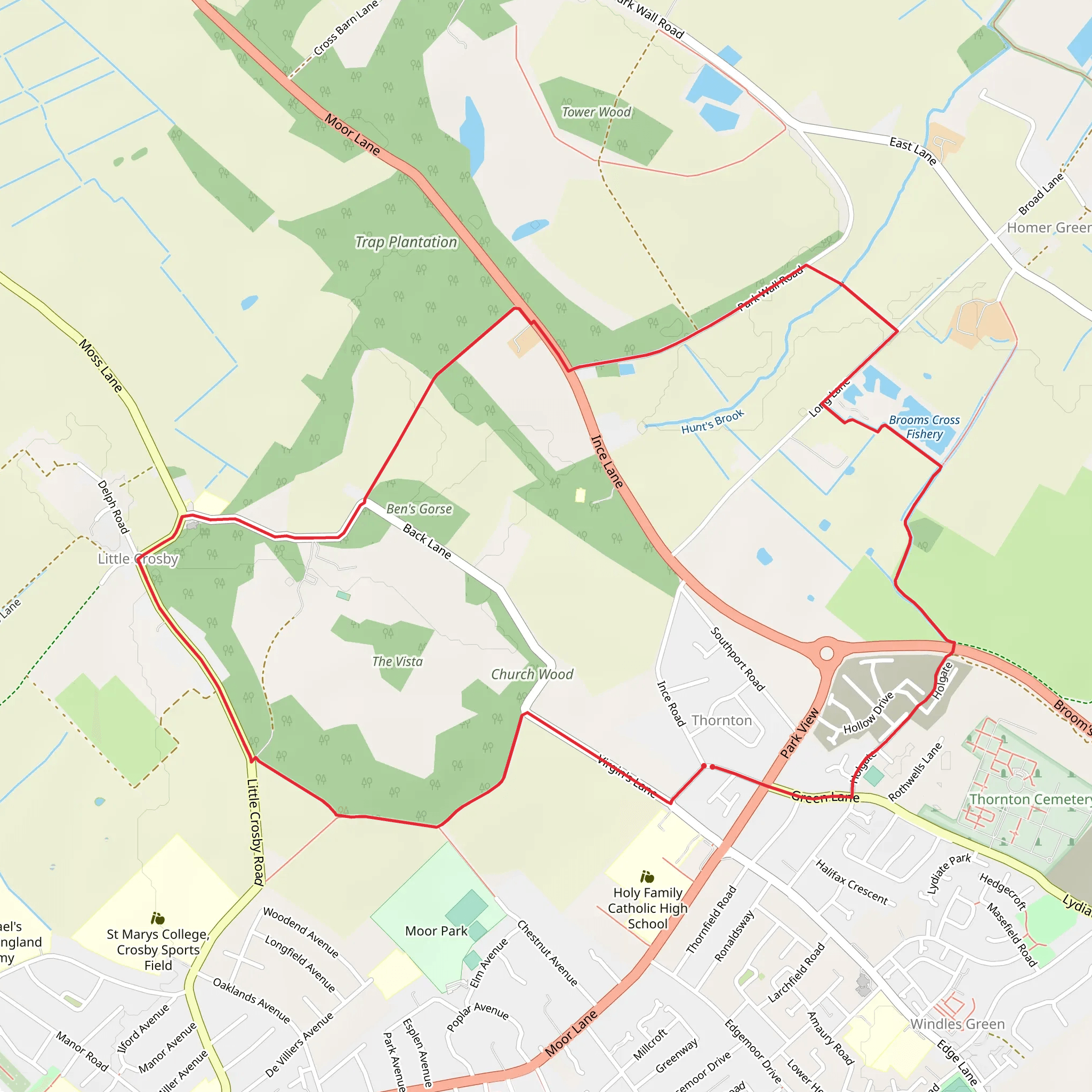 Ben's Gorse and Church Wood Loop mobile static map