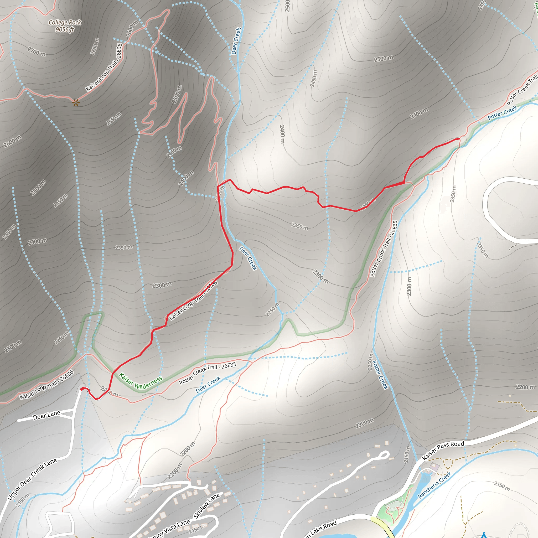 Deer Creek Trail via Kaiser Loop Trail mobile static map