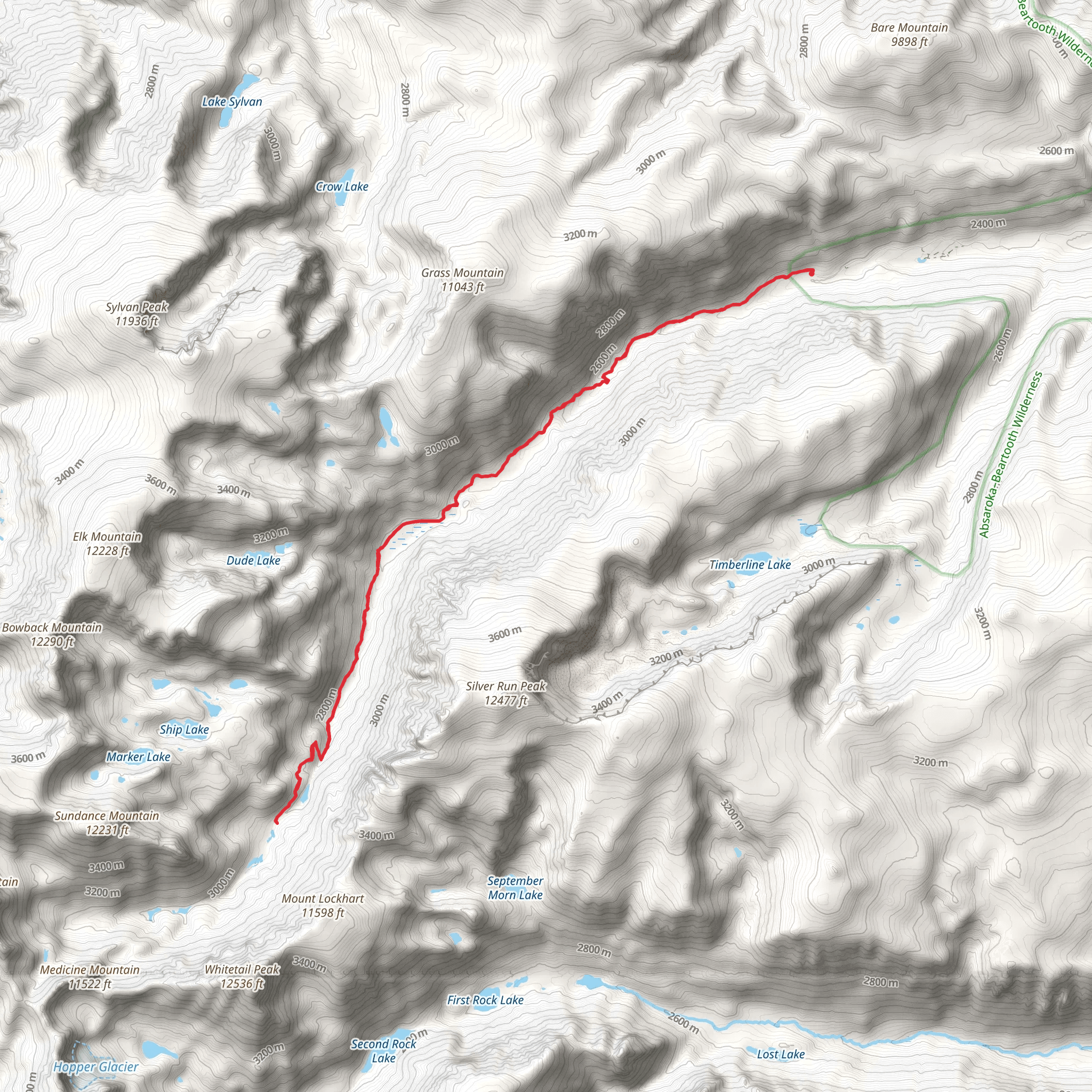 Sundance Lake via West Fork Rock Creek Trail mobile static map