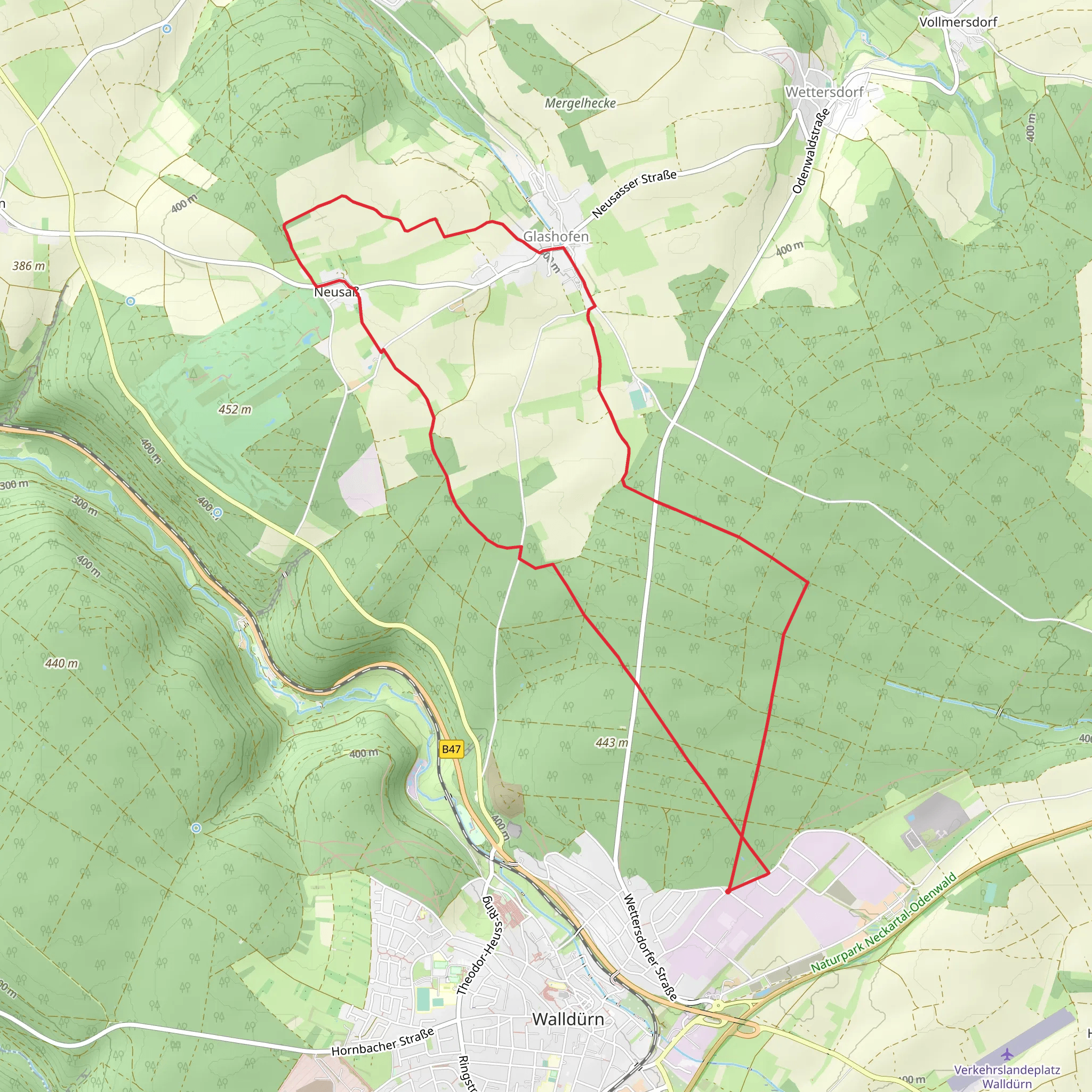 Glashofen and Oestlicher Limesweg mobile static map