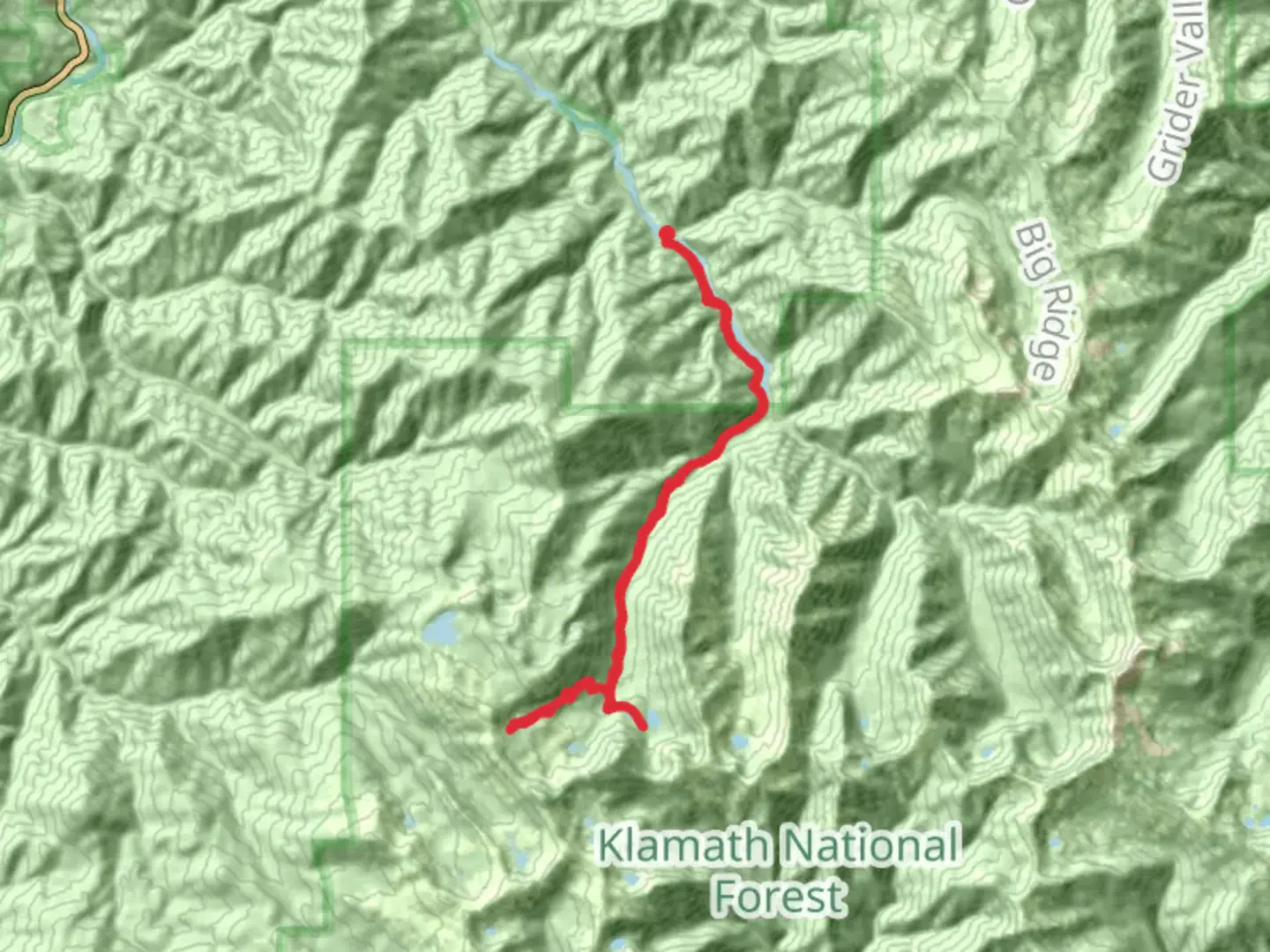 An image depicting the trail Granite Creek and Blue Granite Lake via Elk Creek Trail and its surrounding area.