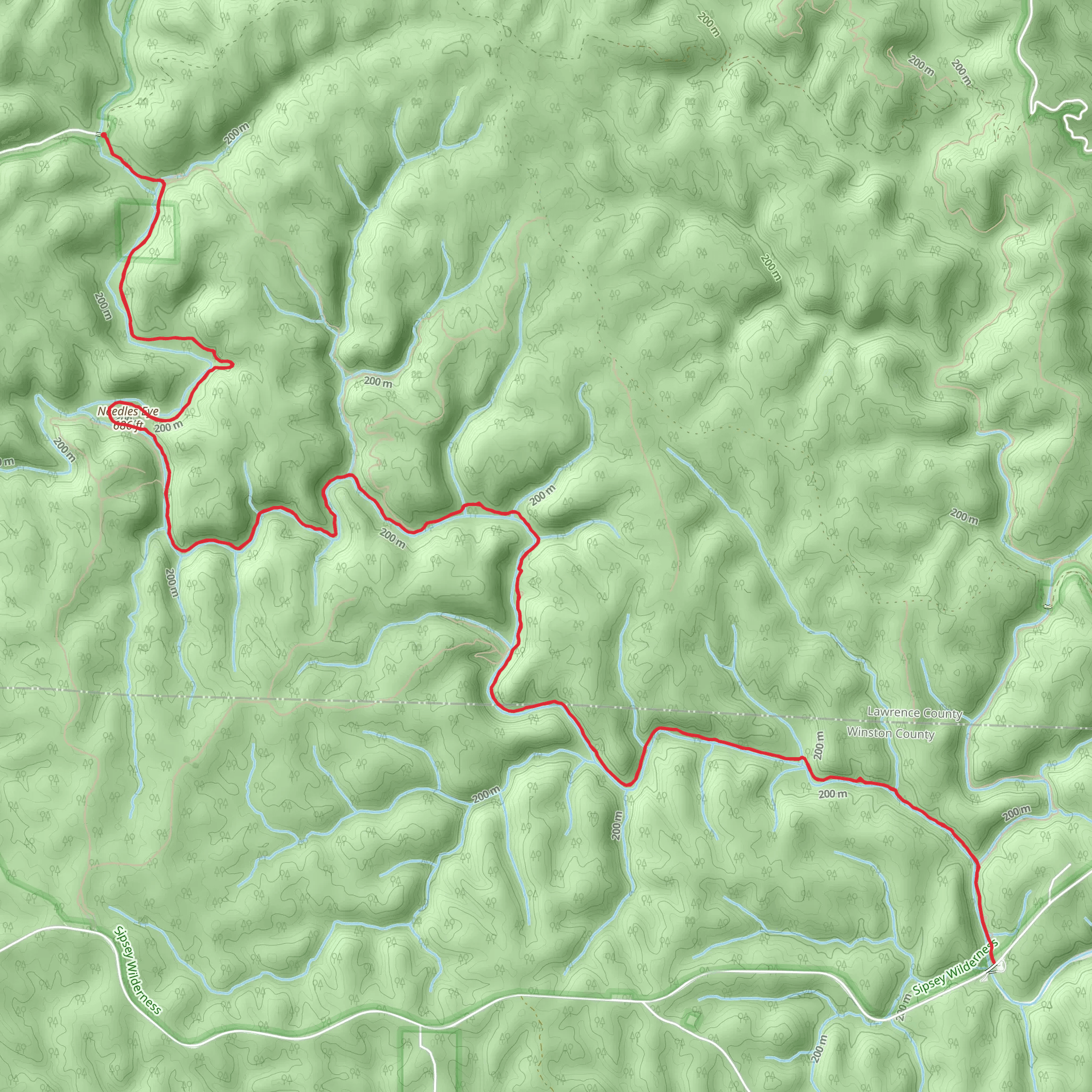 Sipsey Wild Hiking Trail mobile static map
