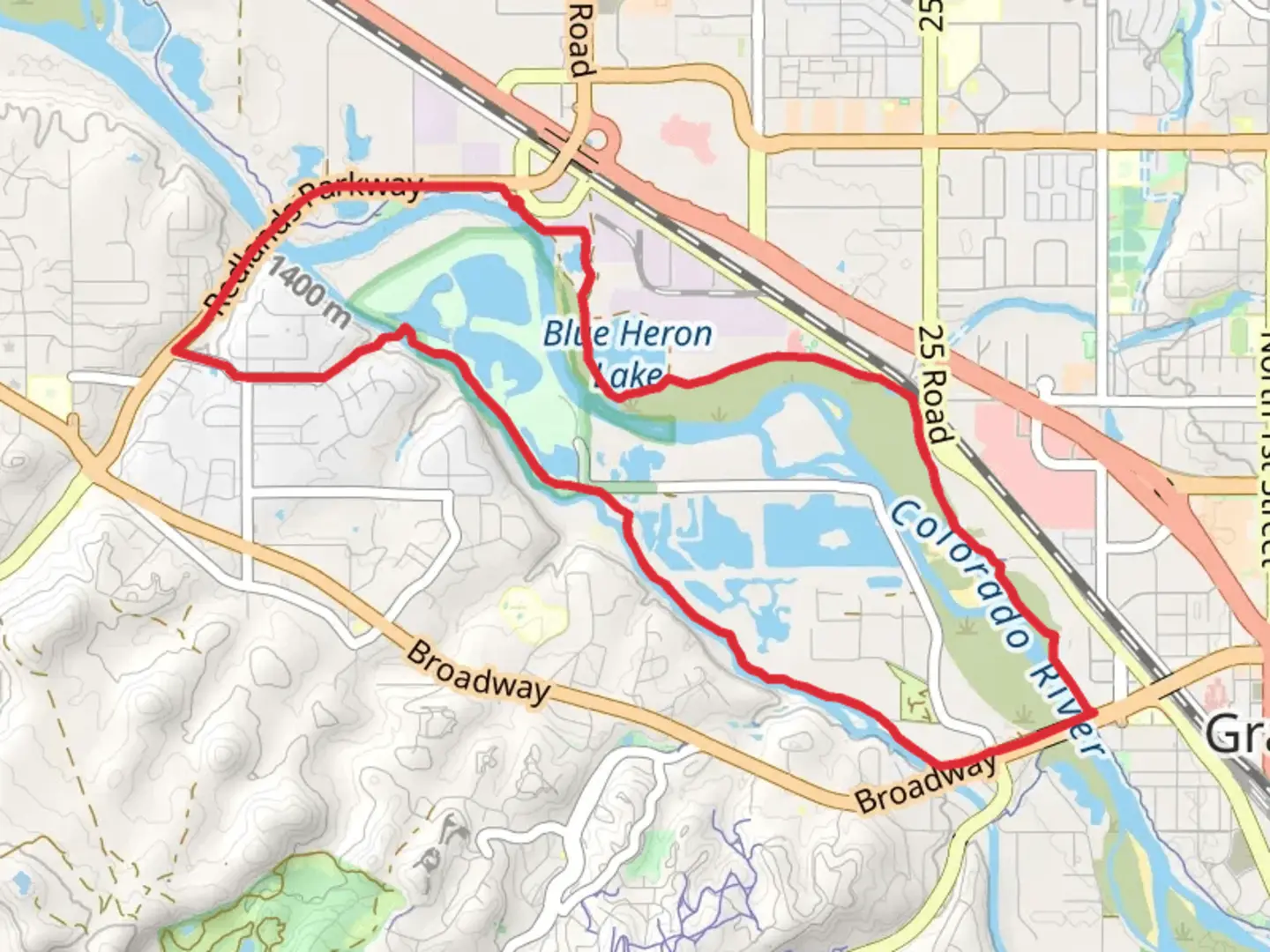 An image depicting the trail River Front Trail - Blue Heron and Audobon Loop Trail and its surrounding area.