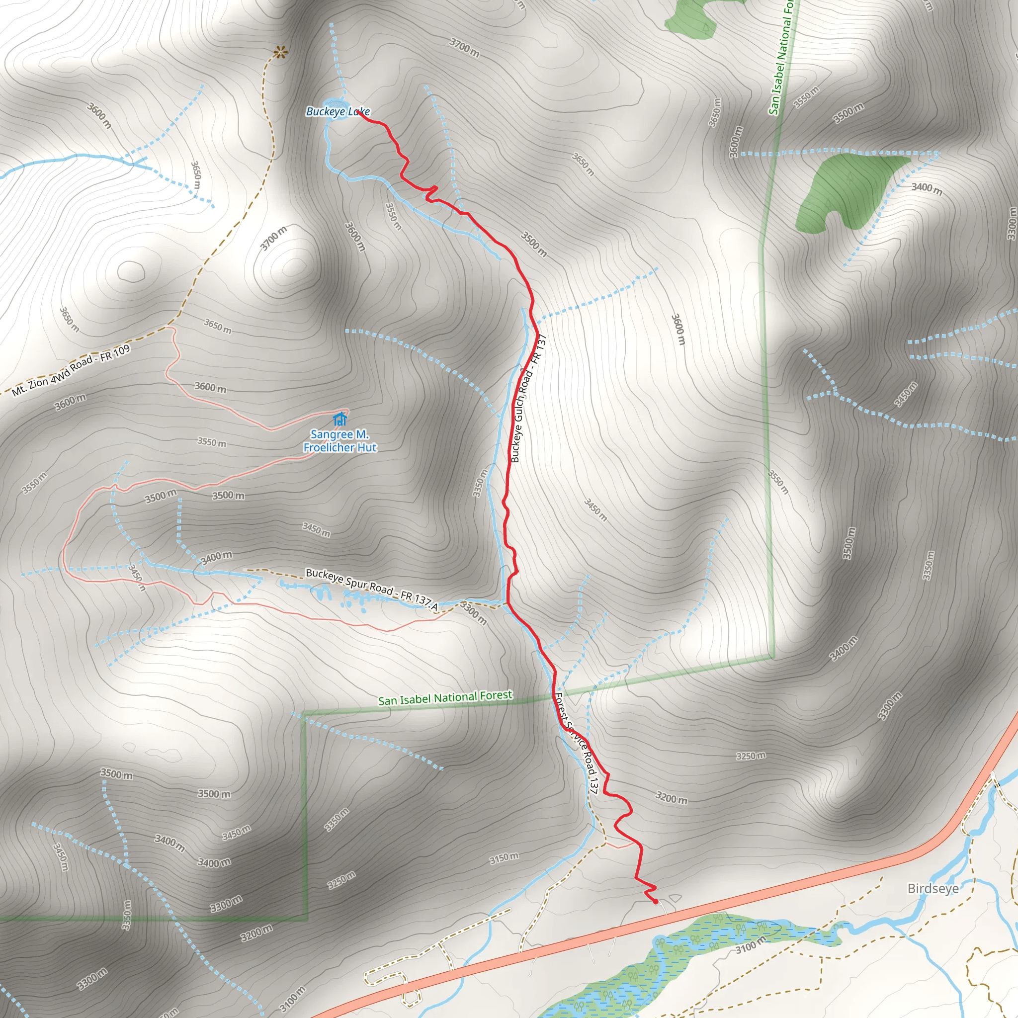 Buckeye Lake via Forest Road mobile static map