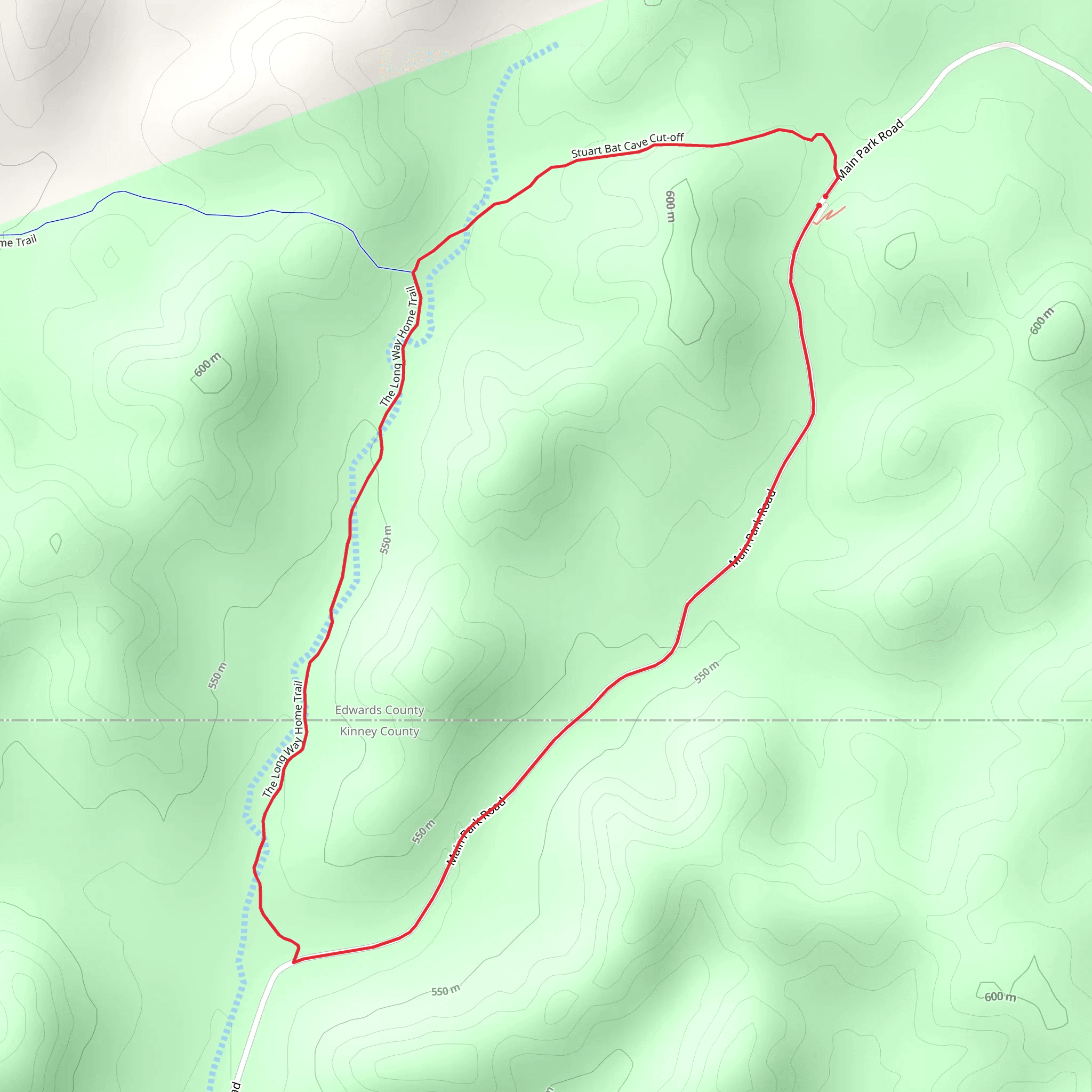 Stuart Bat Cave Cut-off and The Long Way Home Trail Loop mobile static map