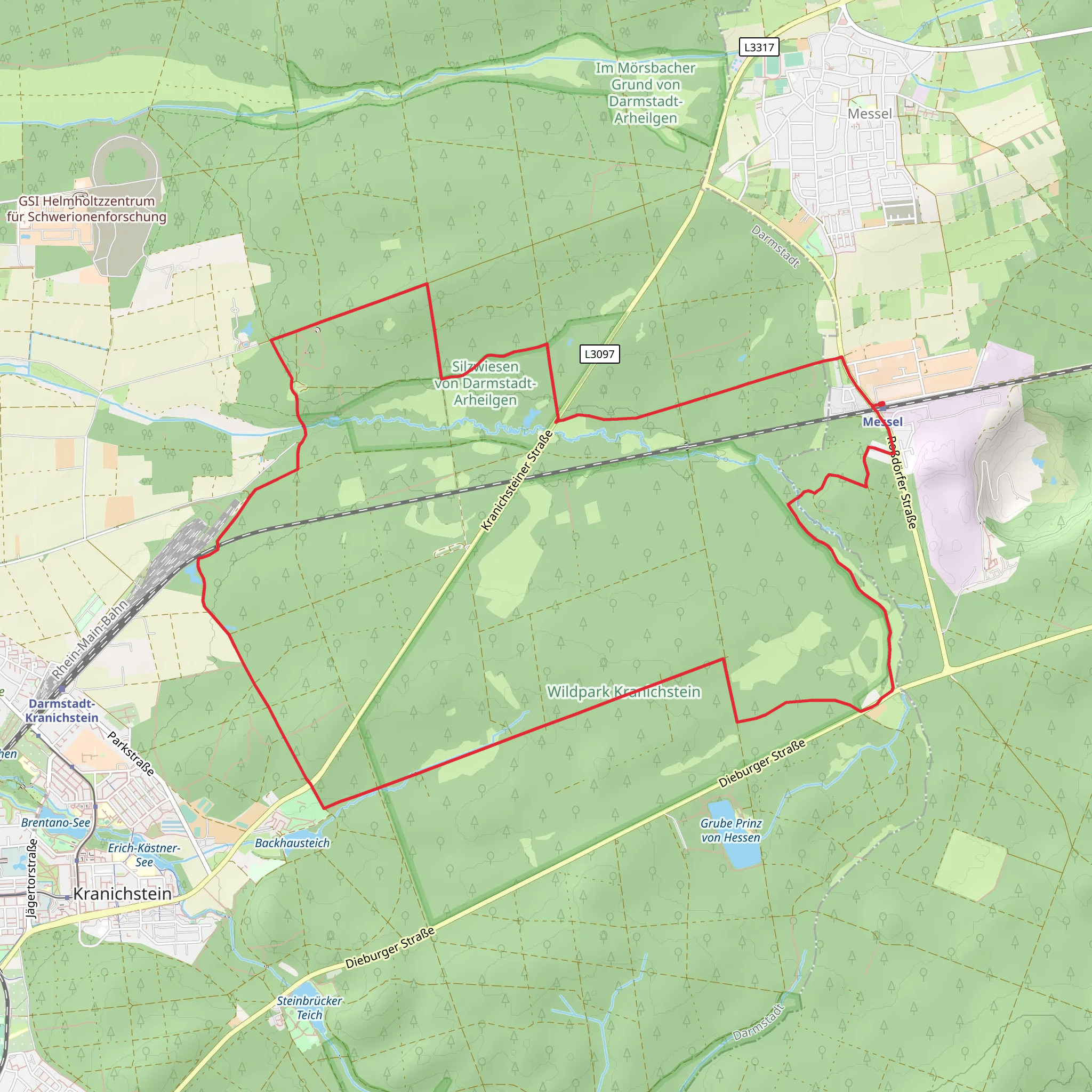 Strohhauerteich via Ried Main Weg and Kernschnneise mobile static map