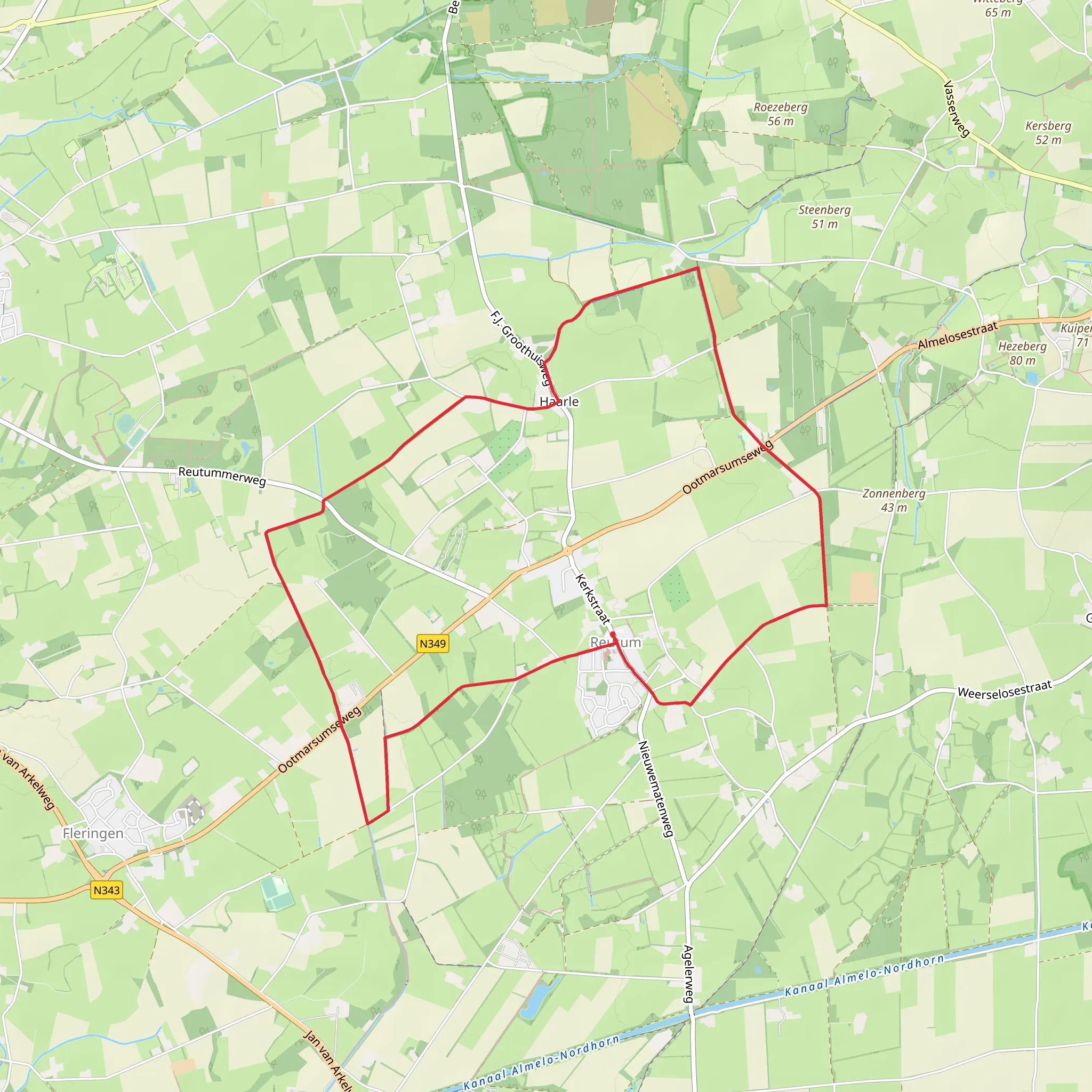 Reutumerweuste Loop via Hanstie Weg and Vroonk Weg mobile static map