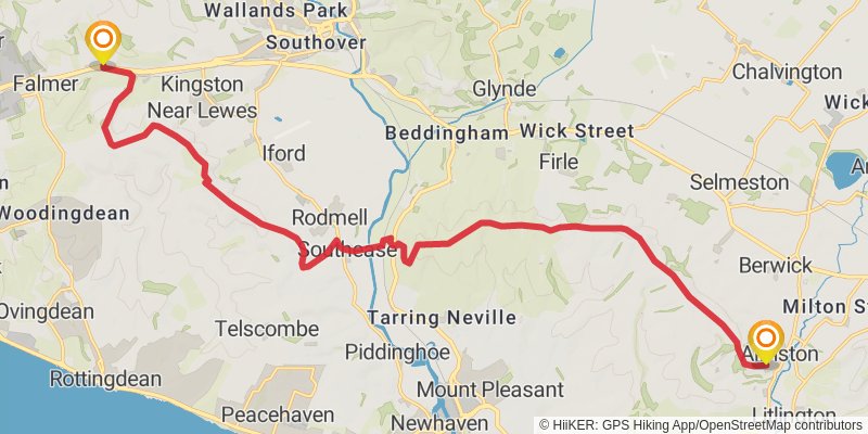 South Downs Way - Washington to Eastbourne stage 3 Map