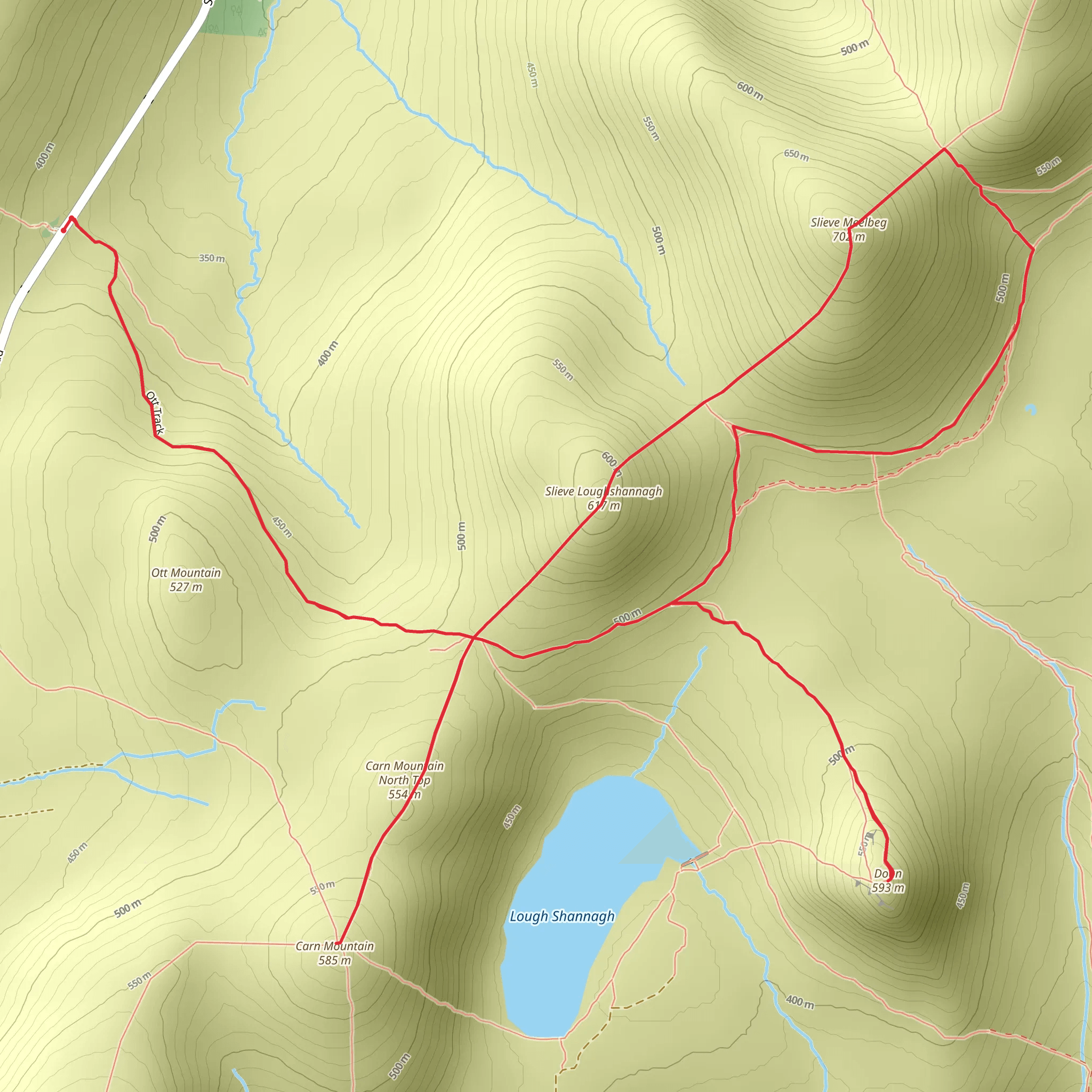 Slieve Meelbeg to Slieve Loughshannagh Loop mobile static map