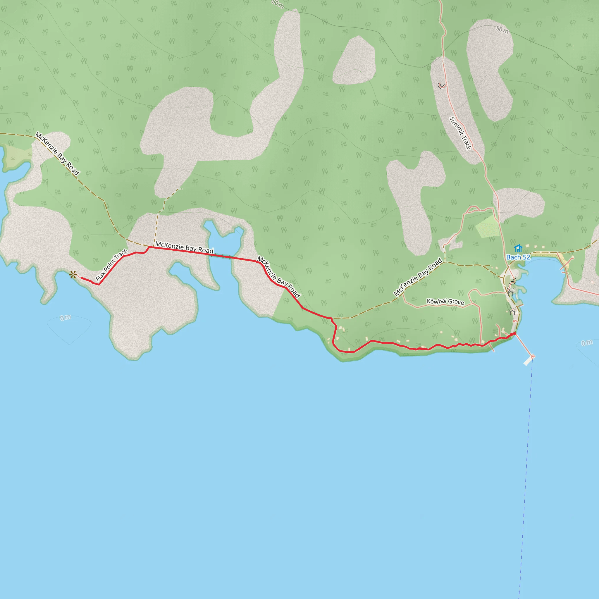 Rangitoto Island - Flax Point and Historic Baches mobile static map