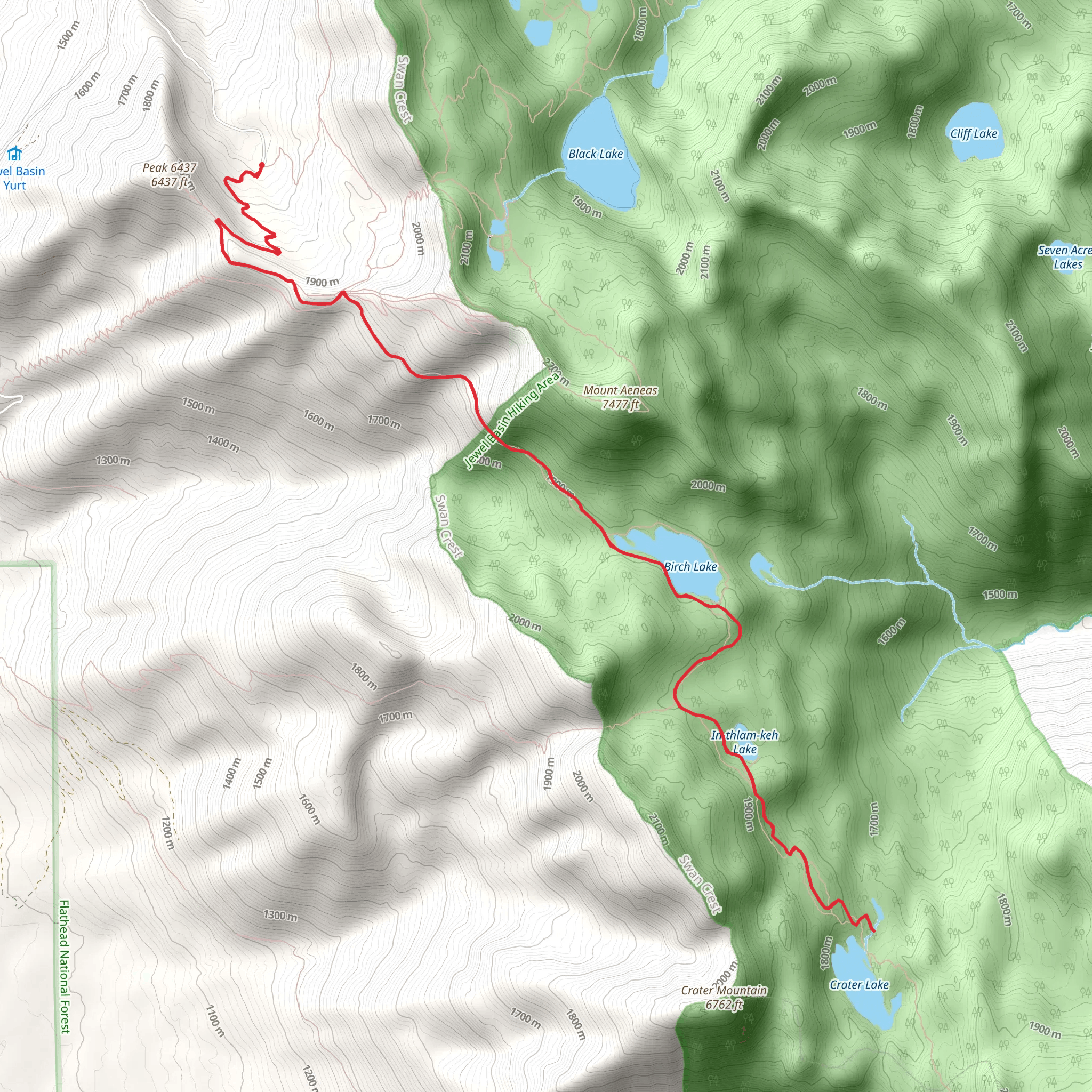 Crater, Birch and Squaw Lakes via Alpine Trail mobile static map
