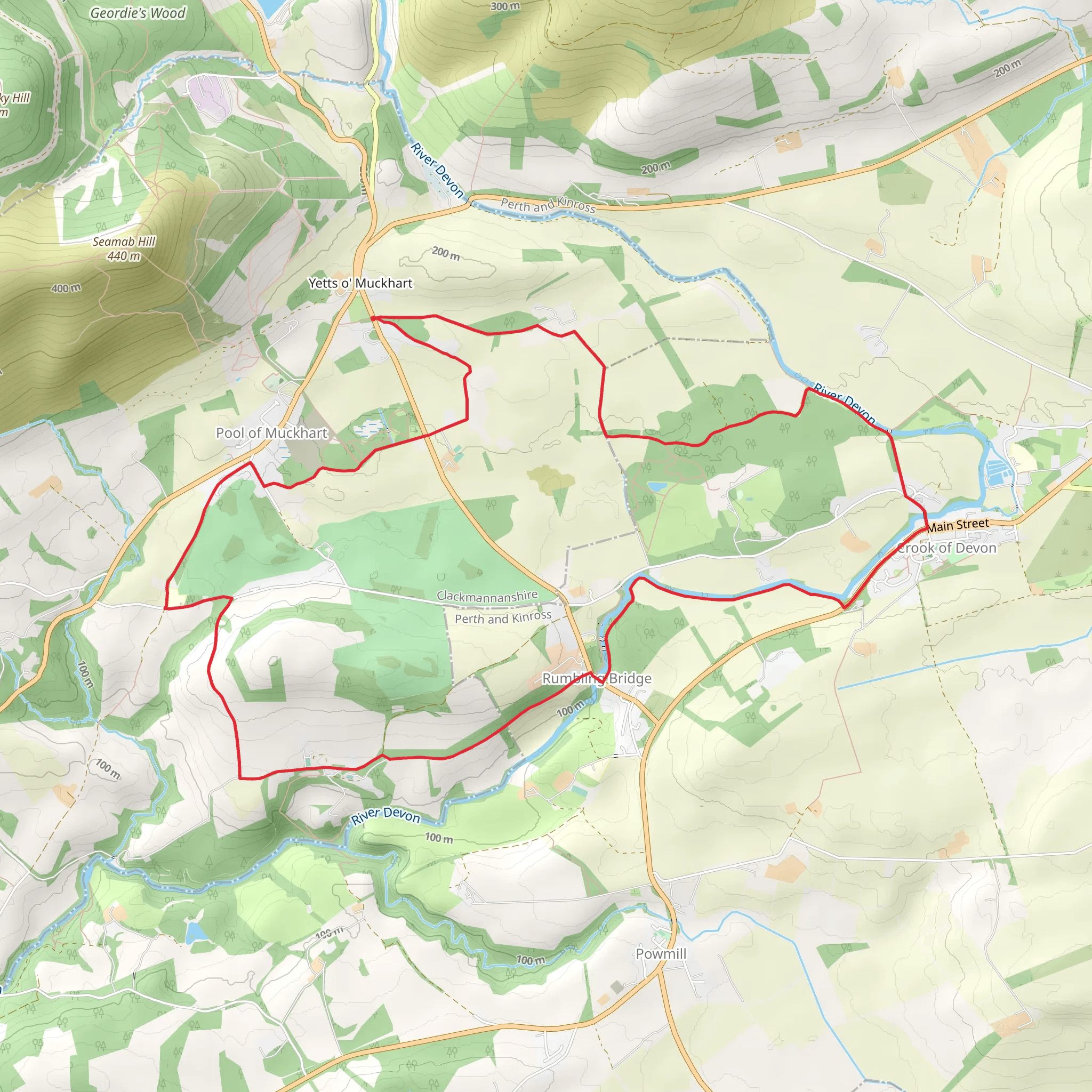 Rumbling Bridge and Crook of Devon mobile static map