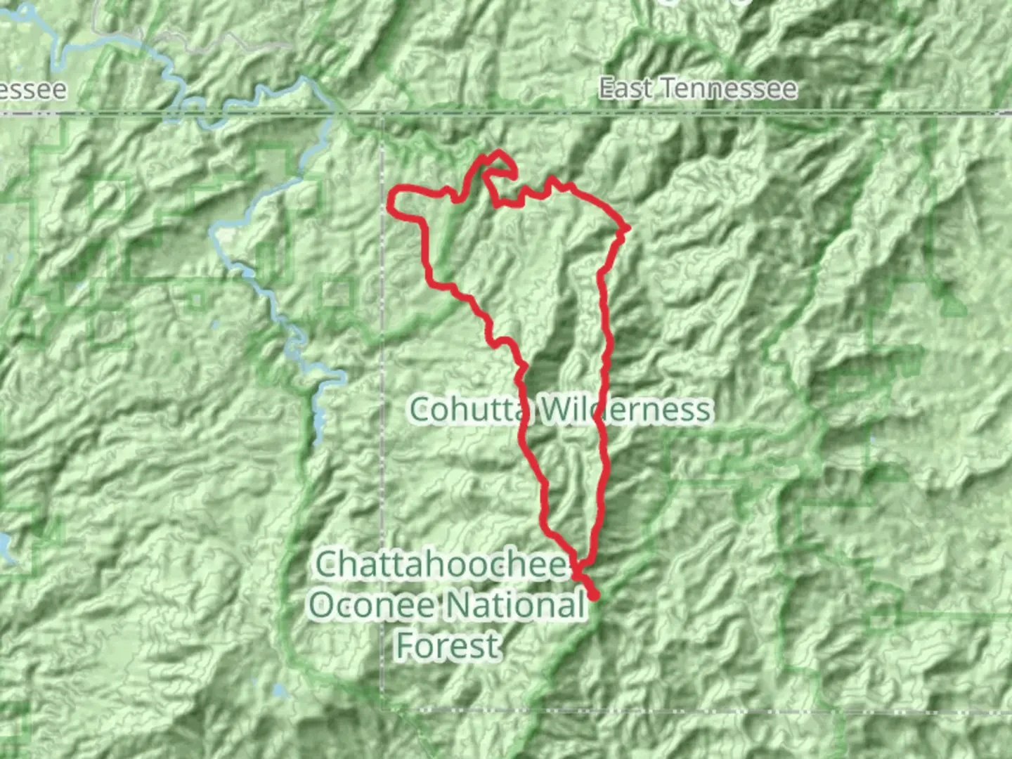 An image depicting the trail Cowpen Mountain, Buckeye Mountain and Jacks River Loop and its surrounding area.