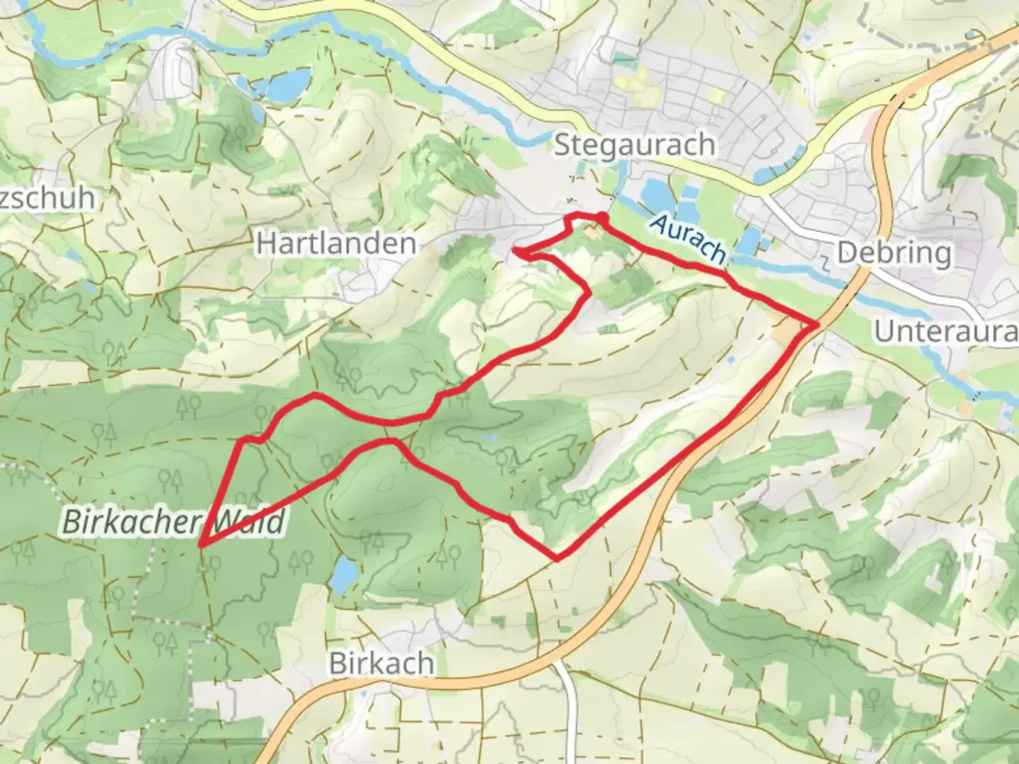 An image depicting the trail Rundweg Stegaurach and its surrounding area.