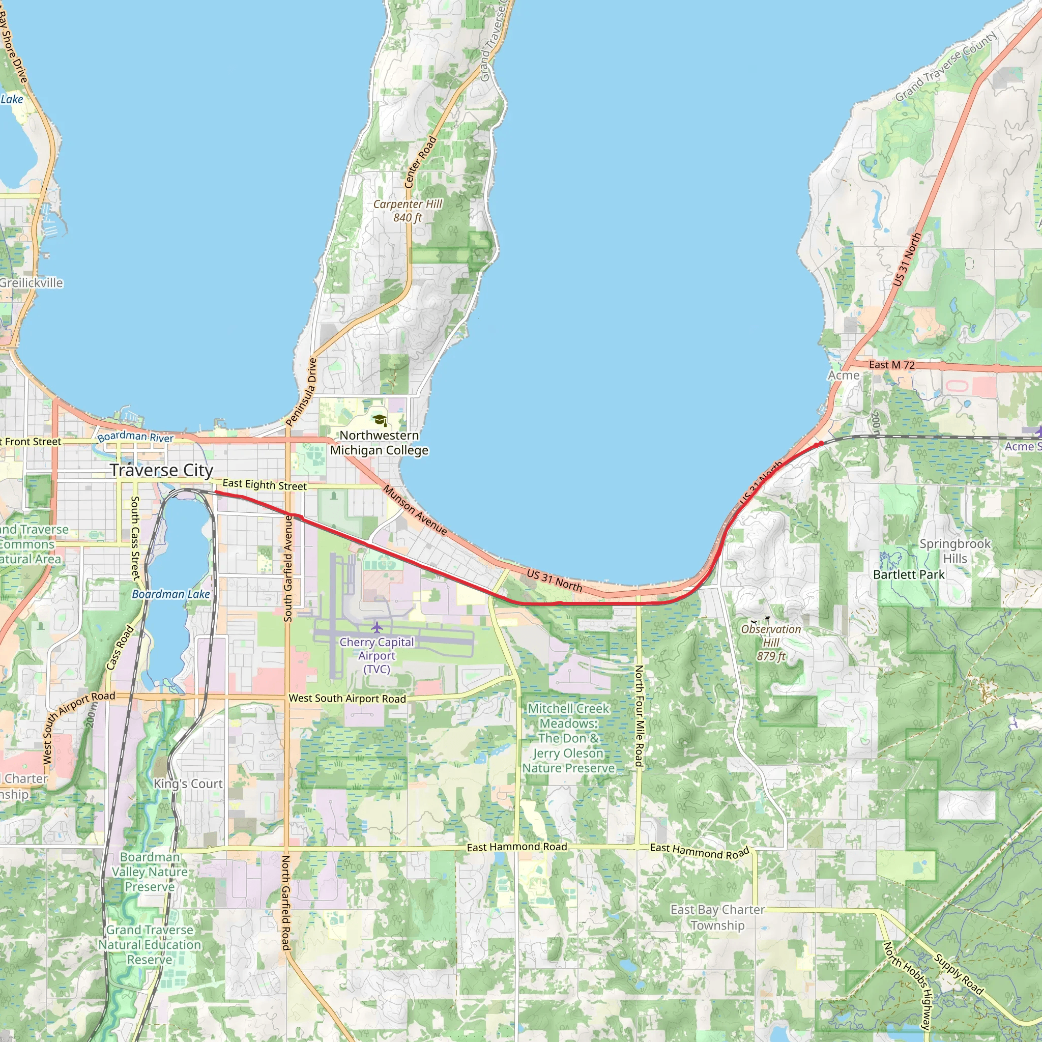 Traverse Area Recreational Trail mobile static map