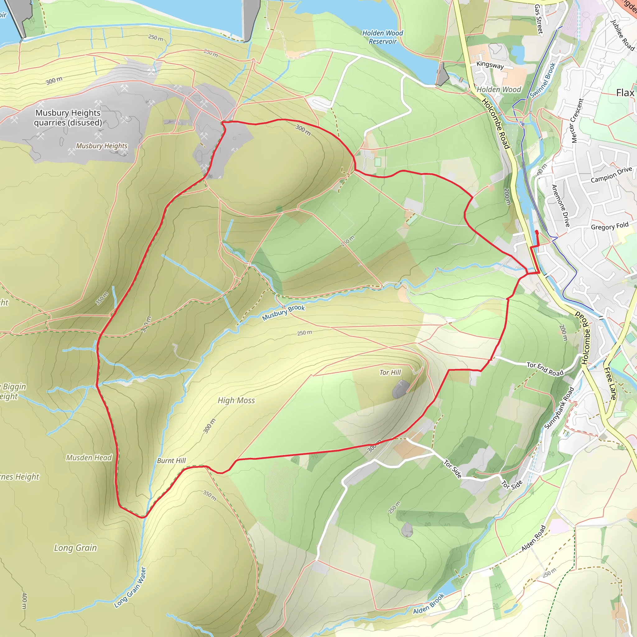 Burnt Hill and Musbury Park Moor Loop mobile static map
