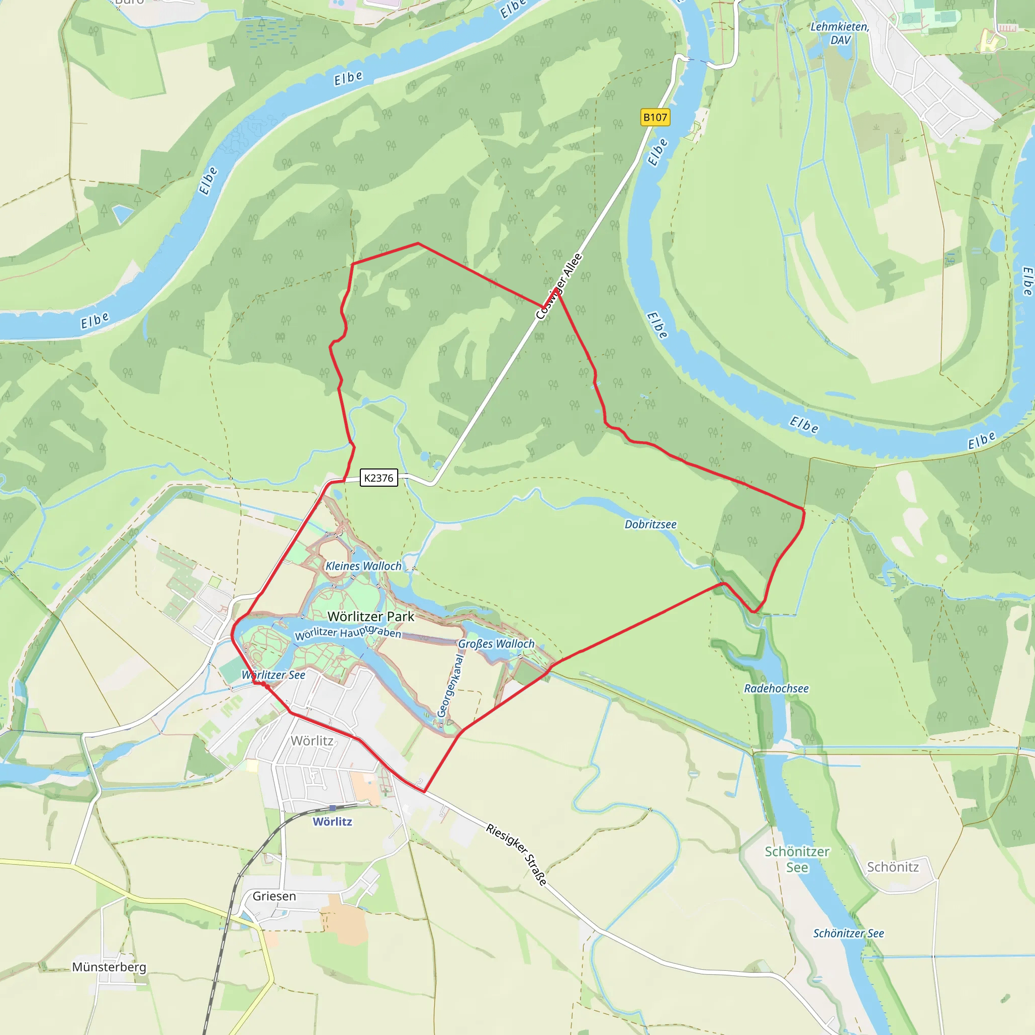 Woerlitzer See via Wildebergweg mobile static map