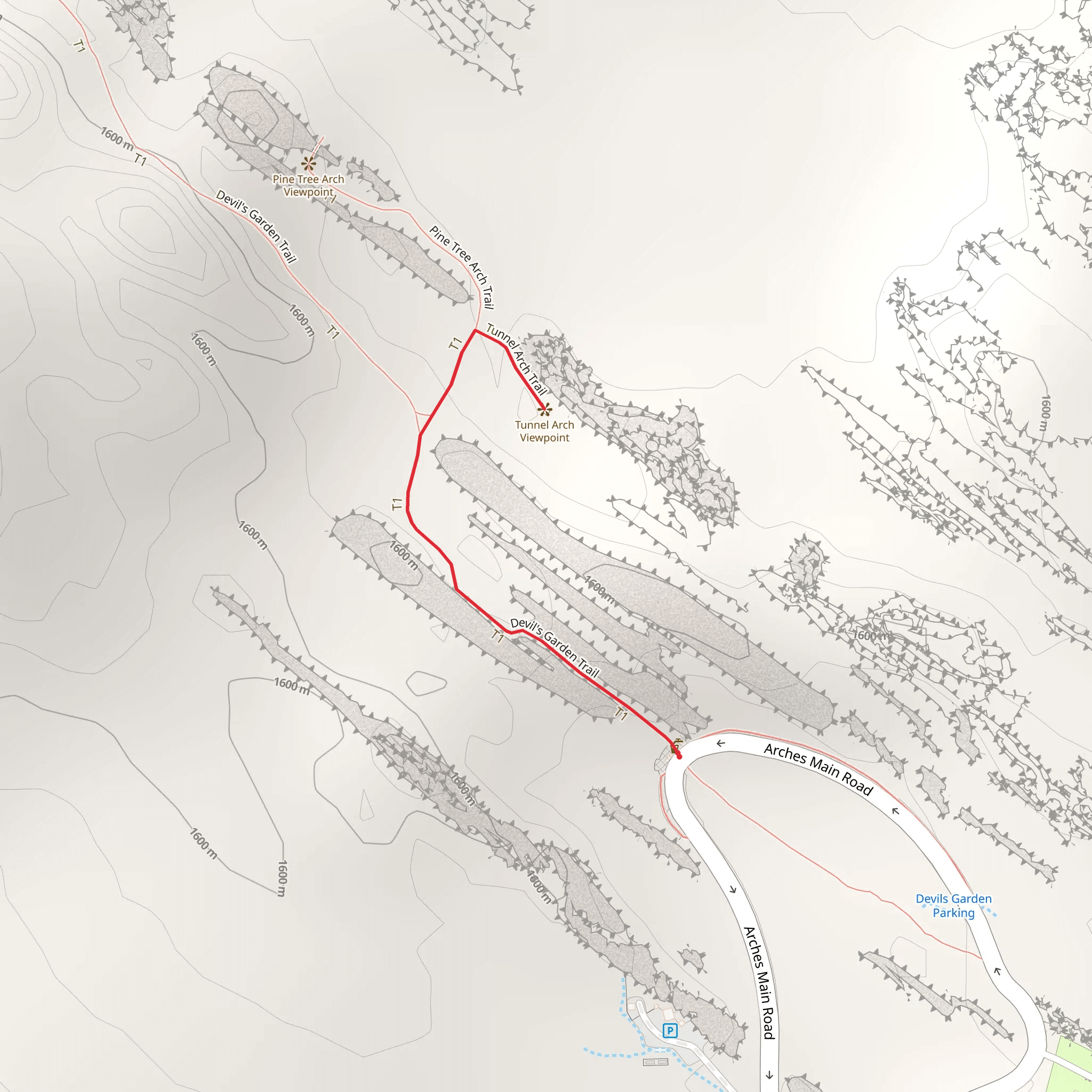 Tunnel Arch Trail mobile static map