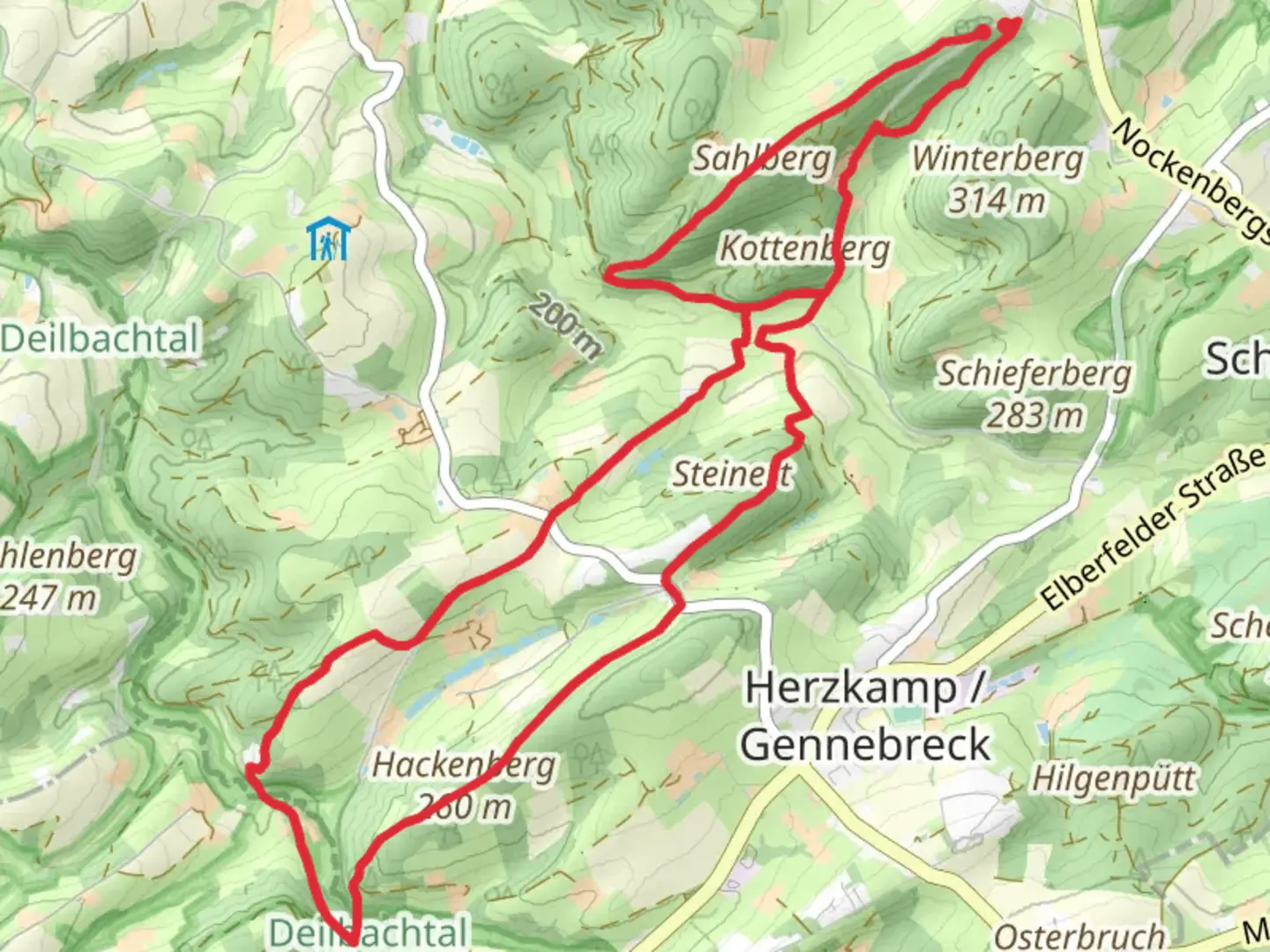 An image depicting the trail Rund um Hattingen and Herzkamp Rundweg and its surrounding area.
