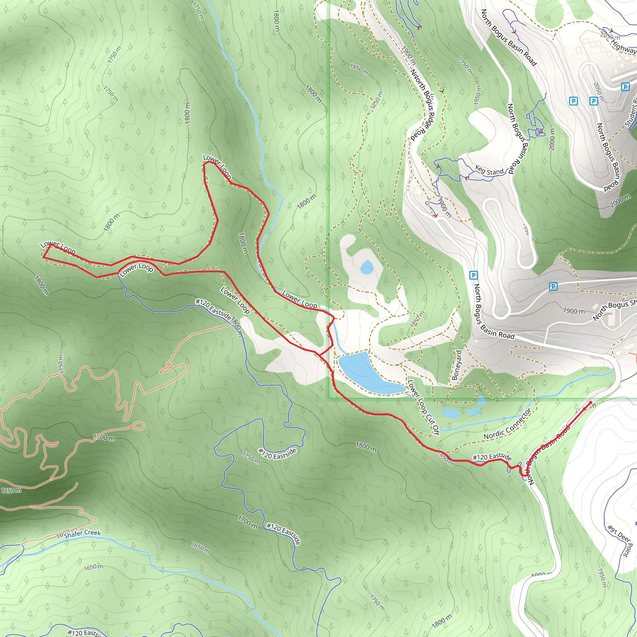 North Bogus Basin Road Loop Walk mobile static map