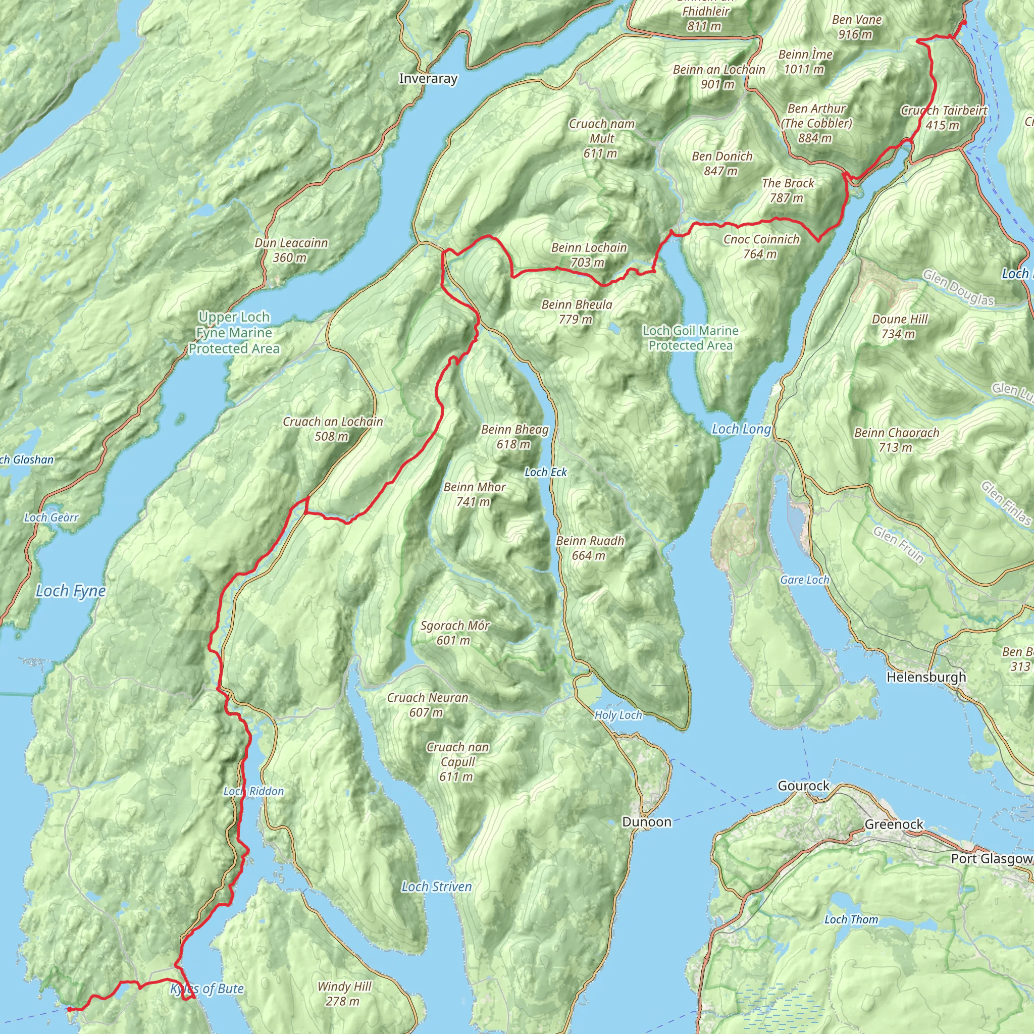 Loch Lomond and Cowal Way mobile static map