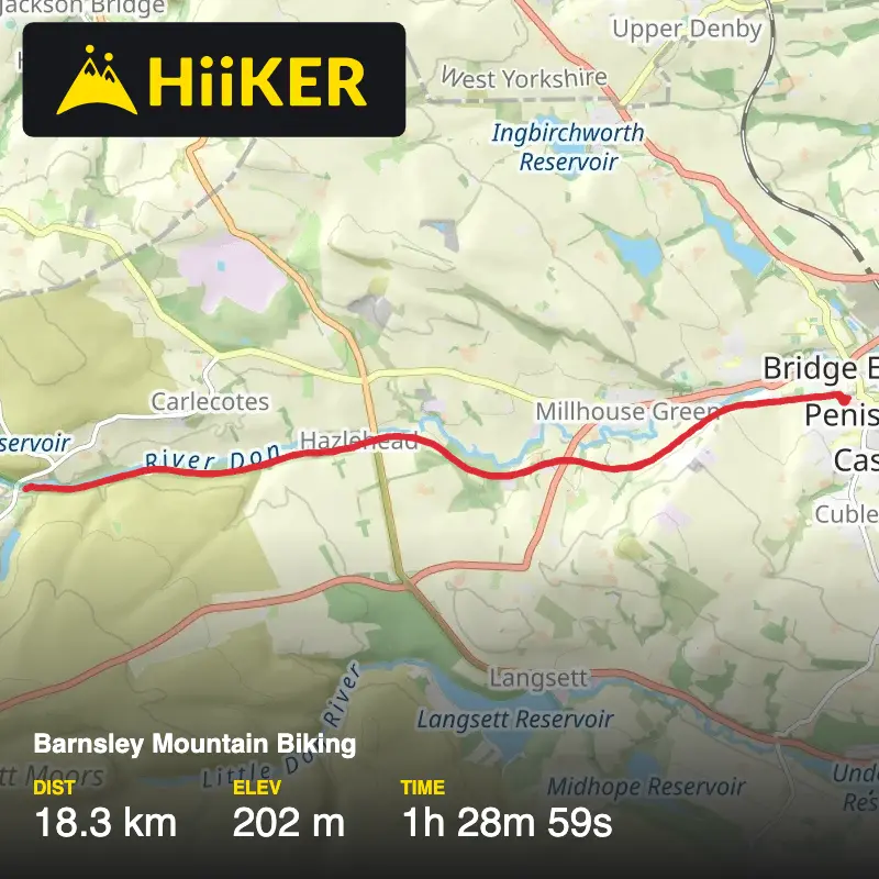 A map preview of the recording Barnsley Mountain Biking.