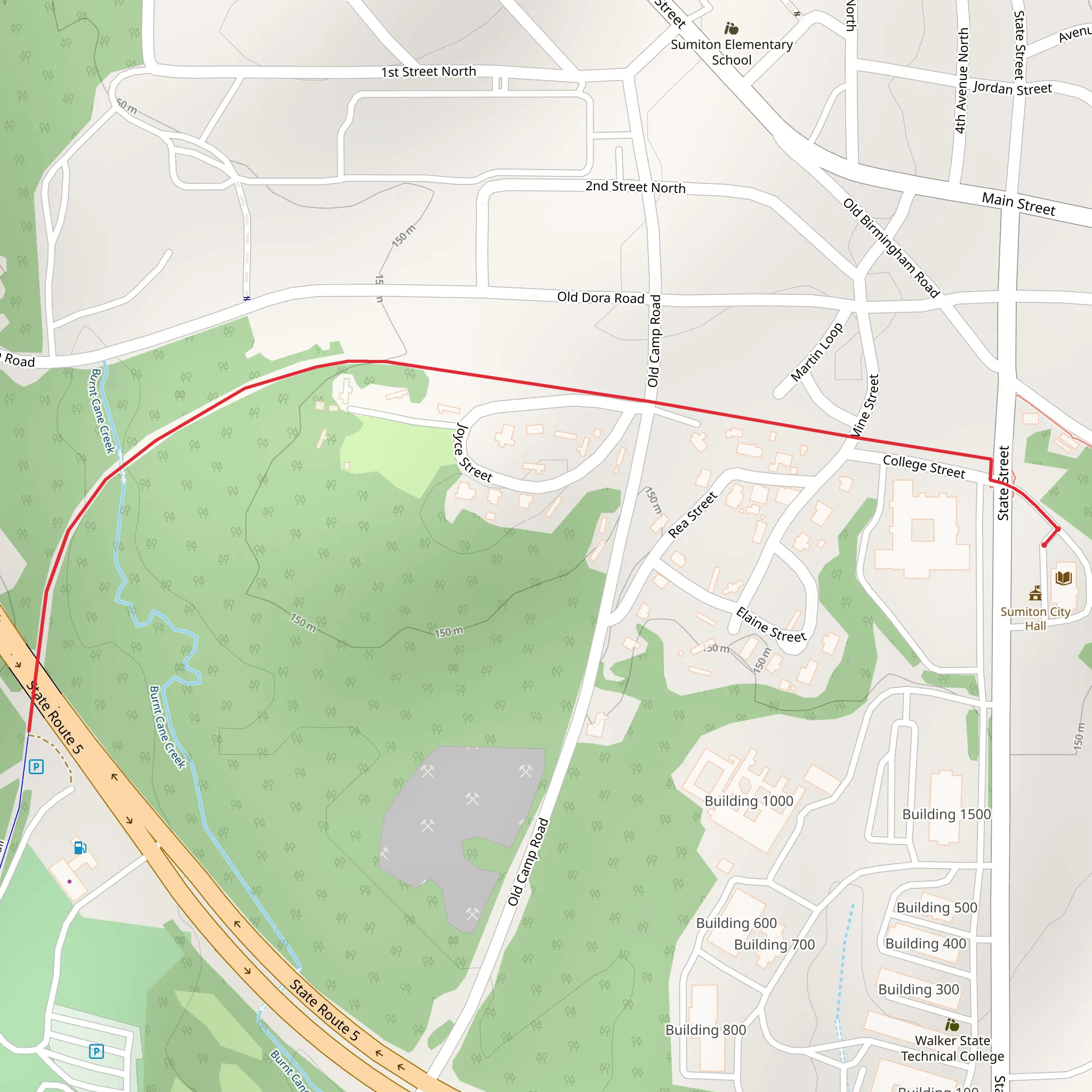 Walk to Burnt Cane Creek mobile static map