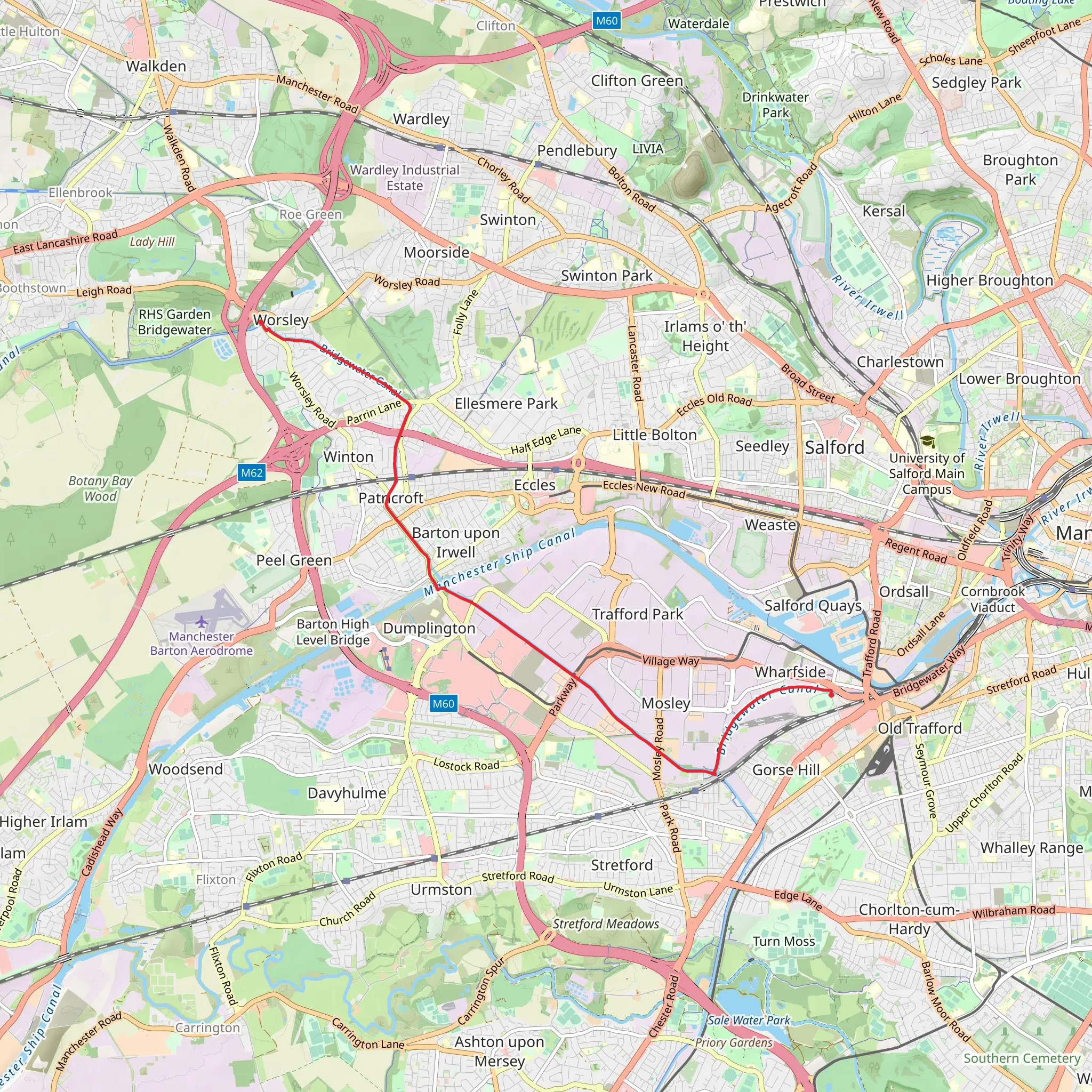 Bridgewater Canal Towpath and Bridgewater Way mobile static map