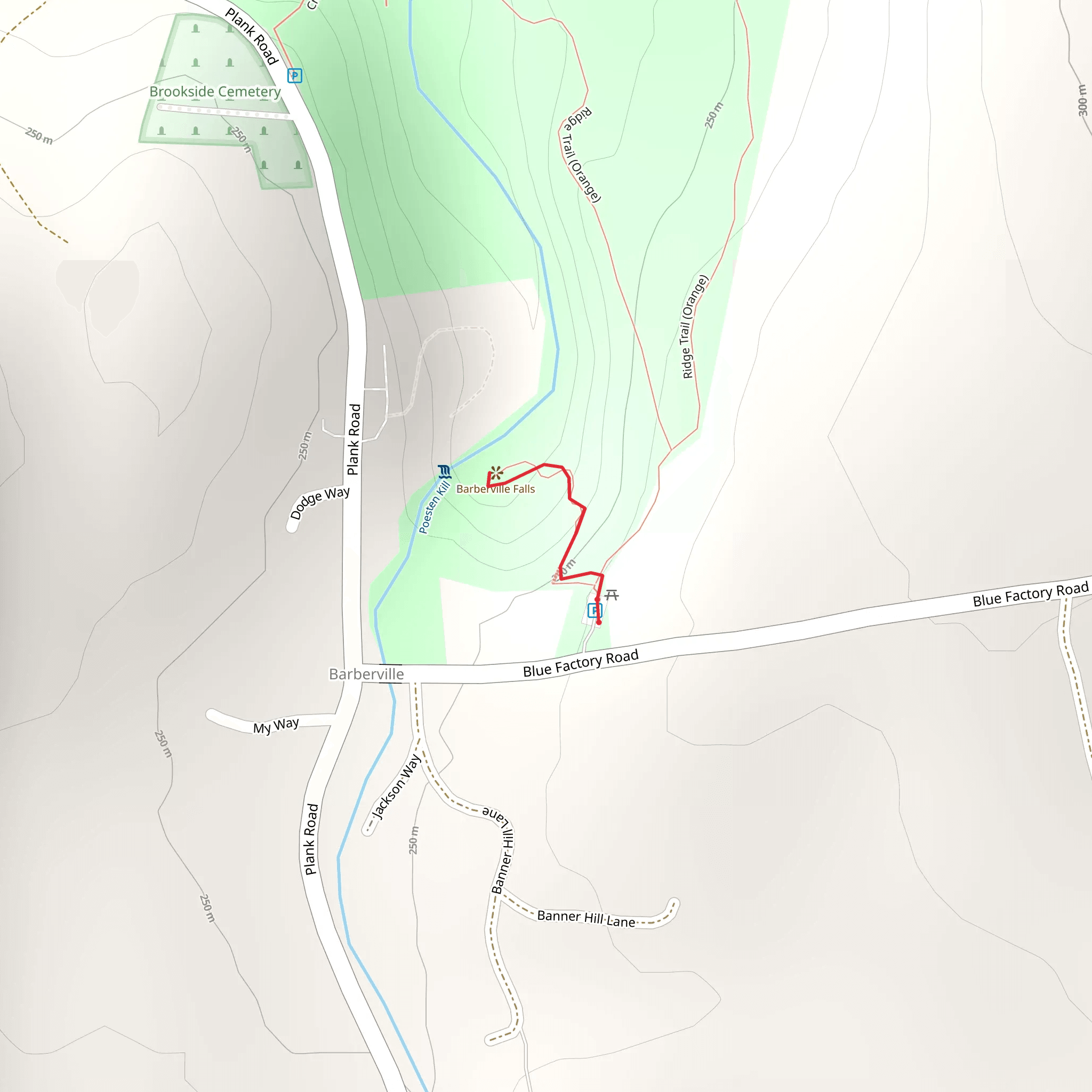 Poesten Kill Falls via Yellow Trail mobile static map