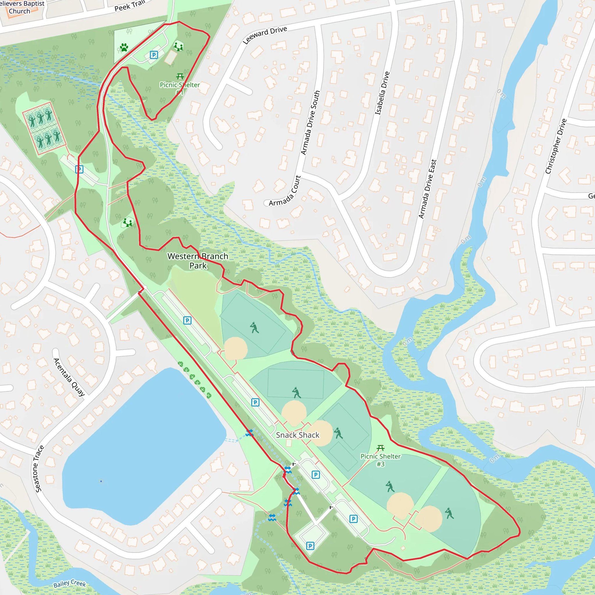 Western Branch Park Loop mobile static map