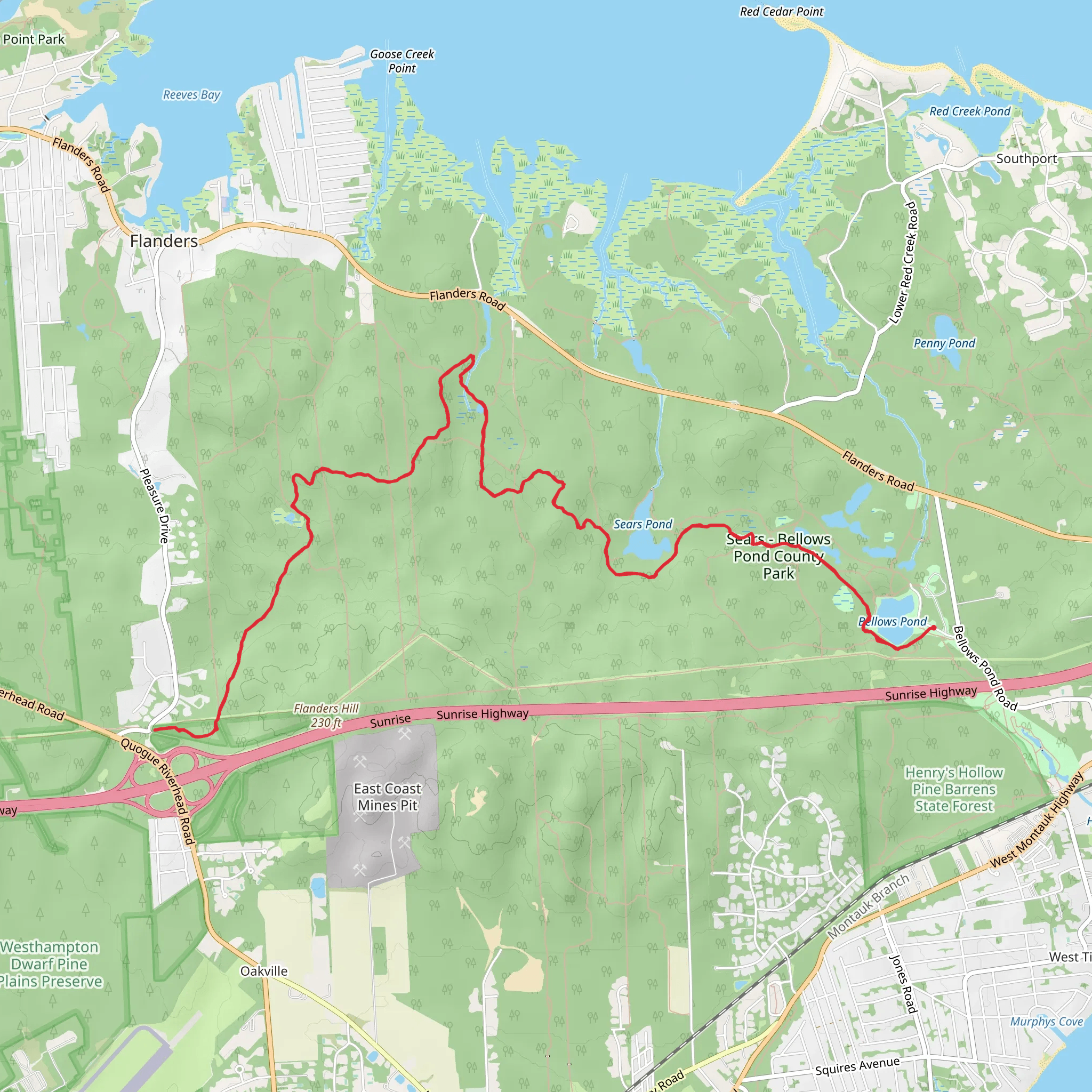Paumanok Path Trail from Bellows Pond mobile static map