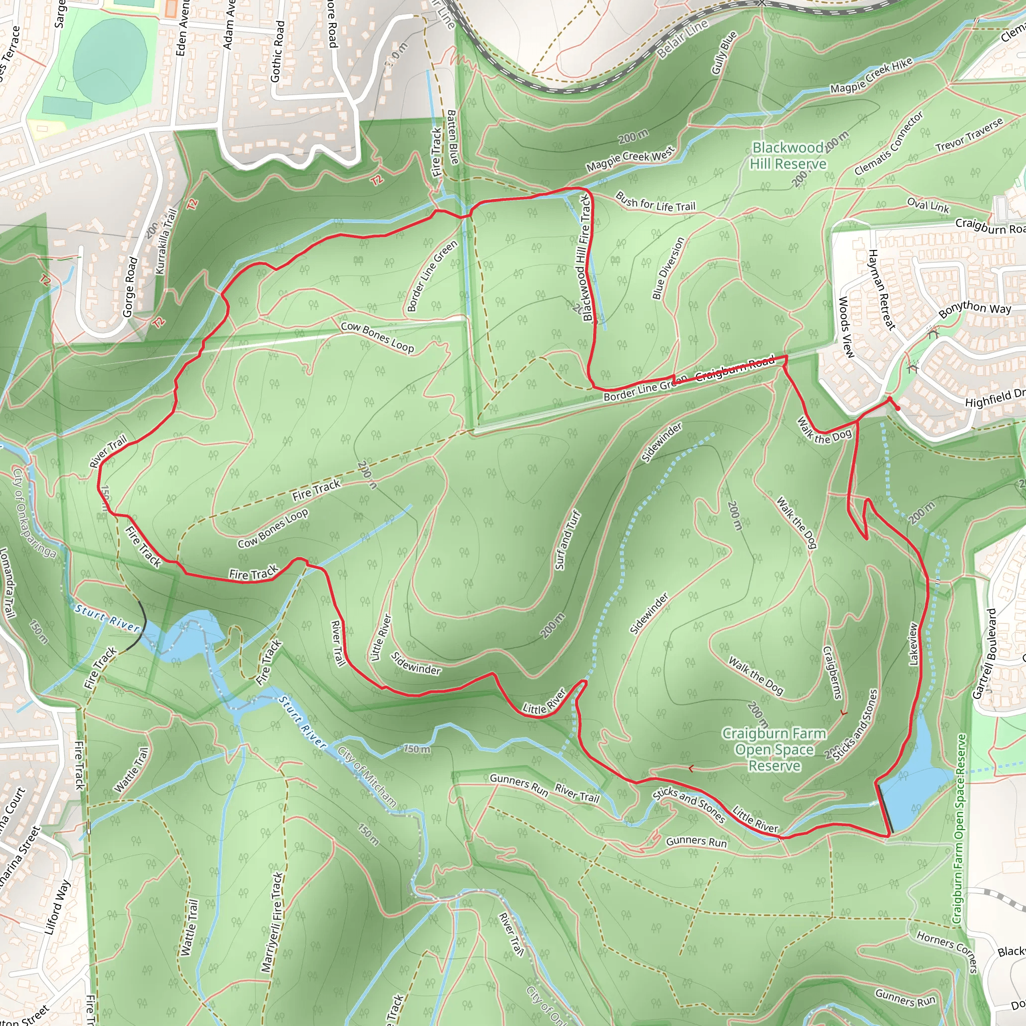 Walk in Craigburn Farm mobile static map