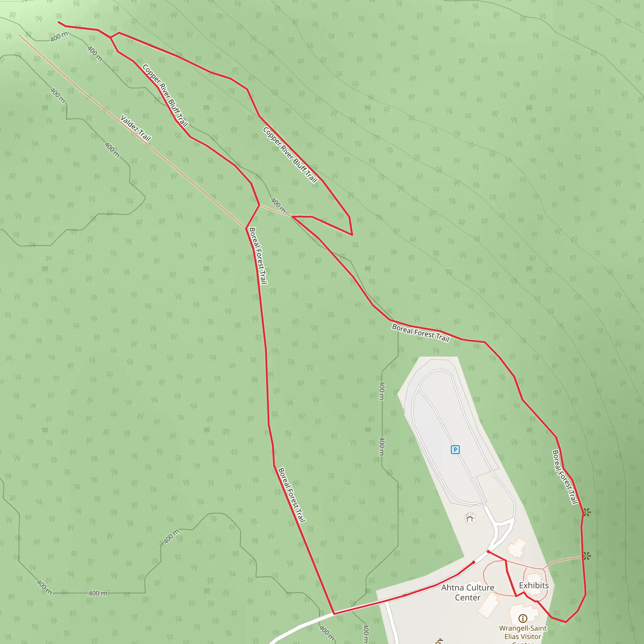 Boreal Forest and Copper River Bluff Loop Trail mobile static map