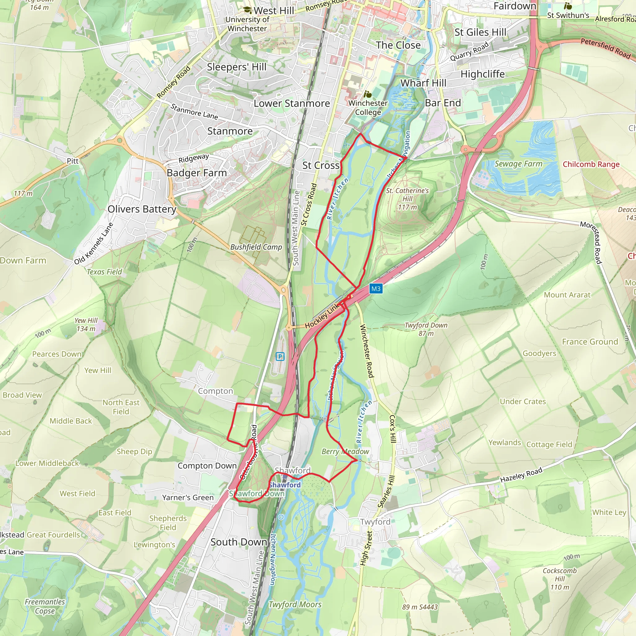 Itchen Valley Churches Trail mobile static map