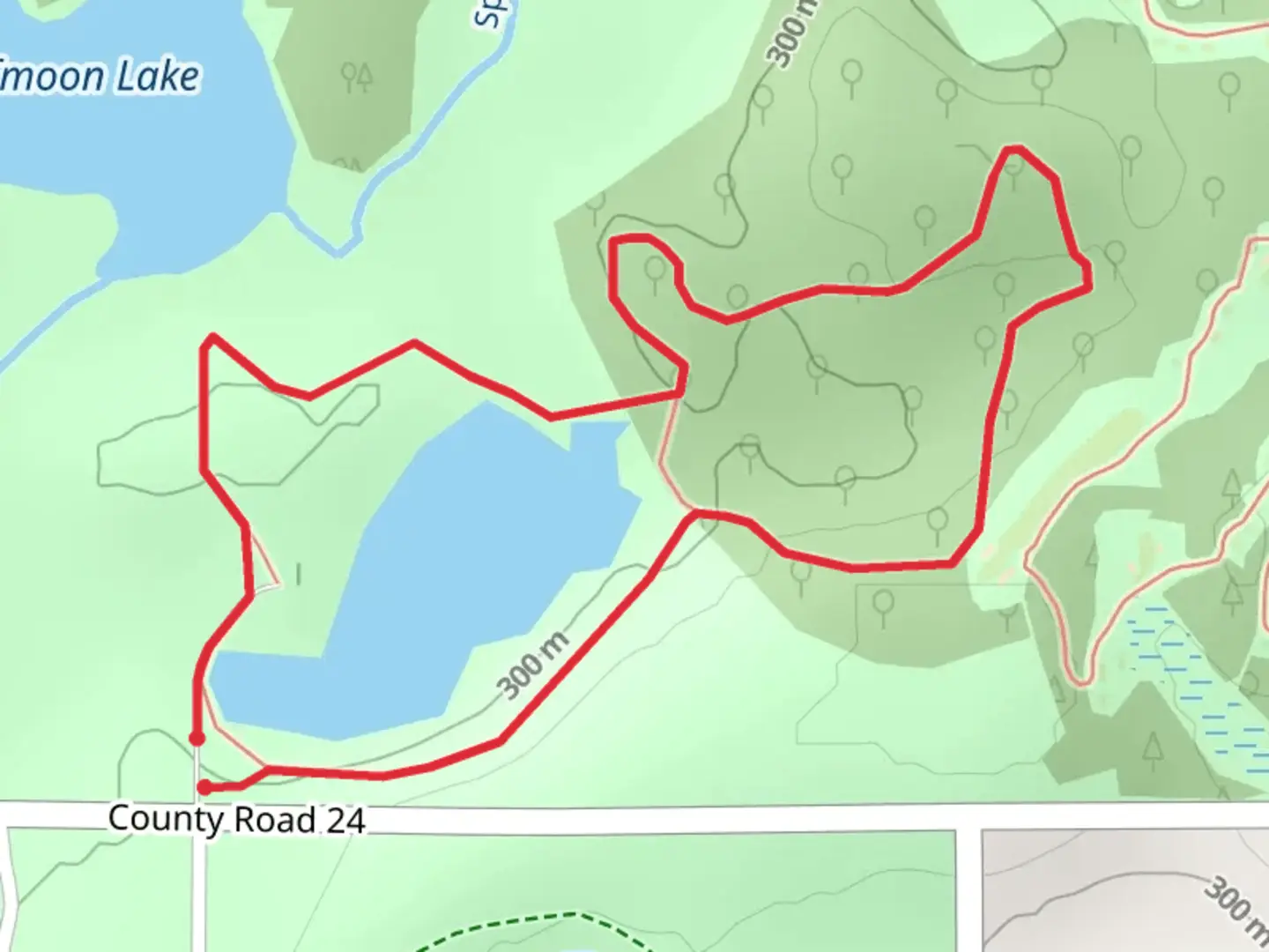 An image depicting the trail Hill Trail and Timber Loop Trail and its surrounding area.